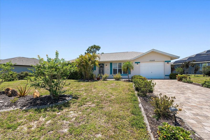 Sweet pool home located in Burnt Store Village. This home offers 2 bedrooms, 2 baths, and a 1-car garage on a .24-acre lot. The
home has tile floors throughout with all New Appliances, a new Pool Heater (2024). The pool was resurfaced in 2024. The pool lanai deck was
resurfaced with Paver Stones, and a new water heater was also replaced in 2024. New Washer & Dryer. The roof was replaced in 2022. Burnt Store Village Park is located within a walkable distance of around 900 feet from this home. Burnt Store Park offers a scenic walking trail around the lake for the fitness enthusiast, and several shaded picnic tables to enjoy the day. Burnt Store Village is in proximity to Punta Gorda and Cape Coral for all your shopping and entertainment needs. Close to Sunseeker Resort as well.