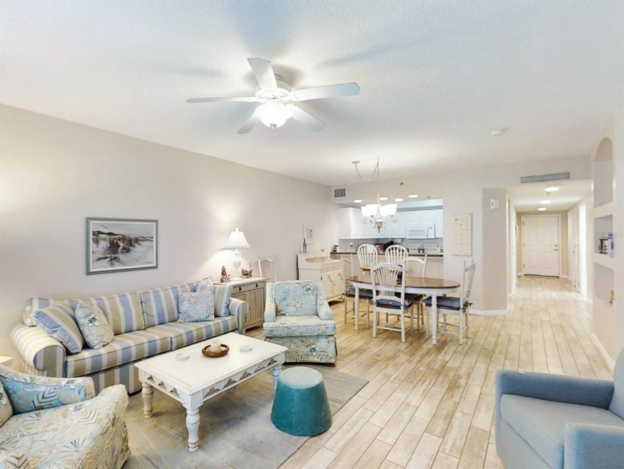 This beautiful Furnished 3rd floor condo at Ocean Walk has been fully renovated with Beautiful Modern Tropical Furniture, Light Creamy Taupe color in living room upgraded Light Wood Grain Tile, Upgraded Lighting, Ceil Fans and Plantation Shutters. All solid surface flooring, tile in all living space and bathrooms, Light Wood Grain Tile in one bedroom bedrooms and New Berber Carpet in two bedrooms. Master bath features separate Shower and Jacuzzi tub. The front and rear porches are tiled and feature views of the Ocean. Three Year Warranty on Appliances. New A/C System one year ago. This unit includes all Furniture (sofa has pullout), Linens, Prints, Some Kitchen Ware and or other items, Personal Items Excluded. HOA fee also includes Cable and Internet. It is a 5 minute walk from the condo to the private beach crossover, or to either of the two Ocean Walk clubhouses full of amenities, including heated swimming pools, poolside deck, and whirlpool spa. ;Water: City