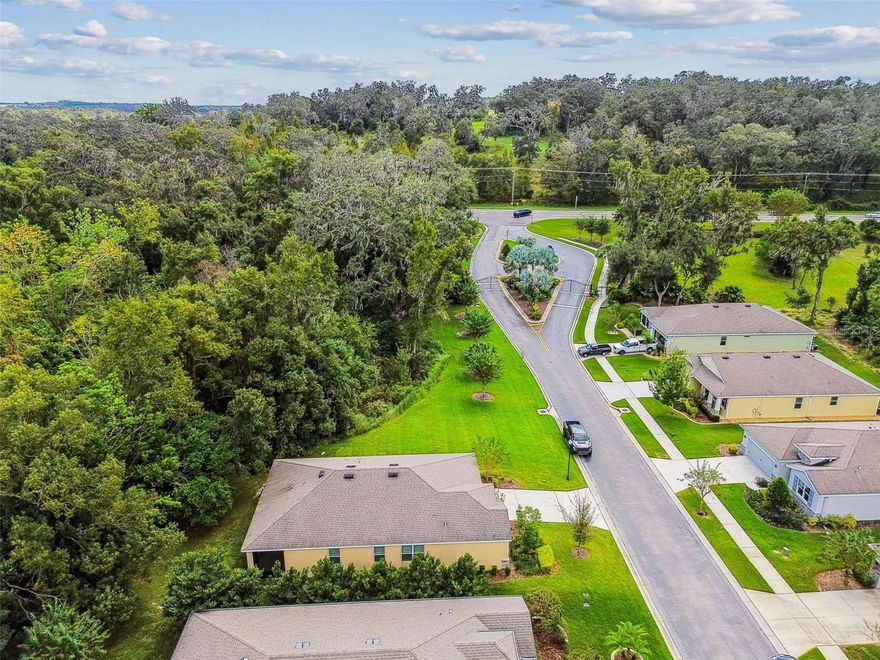 Welcome to Eastpointe at Lake Jovita, a gated community of 76 homes offering low-maintenance living with no CDD fees and lawn care included through the HOA. This 2020-built home features a contemporary open layout designed to bring in natural light, complemented by plantation shutters on every window. The kitchen includes granite countertops, stainless steel appliances, a center island with seating, and clear views into the dining and living areas.A set of sliding doors opens to a covered, screened lanai with no rear neighbors, creating a private outdoor space. The home’s location near the community entrance and adjacent to a maintained green space provides added separation, with only one neighboring home to one side.The primary suite is situated at the rear of the home and includes two walk-in closets and a bathroom with dual sinks and granite counters. A guest bedroom and full guest bathroom are positioned near the front entry. The additional flex room offers the versatility to be used as an office, den, or potential third bedroom, depending on the buyer’s needs.Lake Jovita provides several community features such as parks, playgrounds, dog park, pickleball courts, and basketball courts. Additional amenities, including golf, fitness, tennis, and dining, may be accessed through an optional membership with Lake Jovita. Conveniently located near I-75, this home offers access to nearby shopping, medical services, and regional travel routes. Measurements and community details should be verified by the buyer.   Samsung BIG SCREEN T,V along with SOUND SYSTEM WILL STAY-