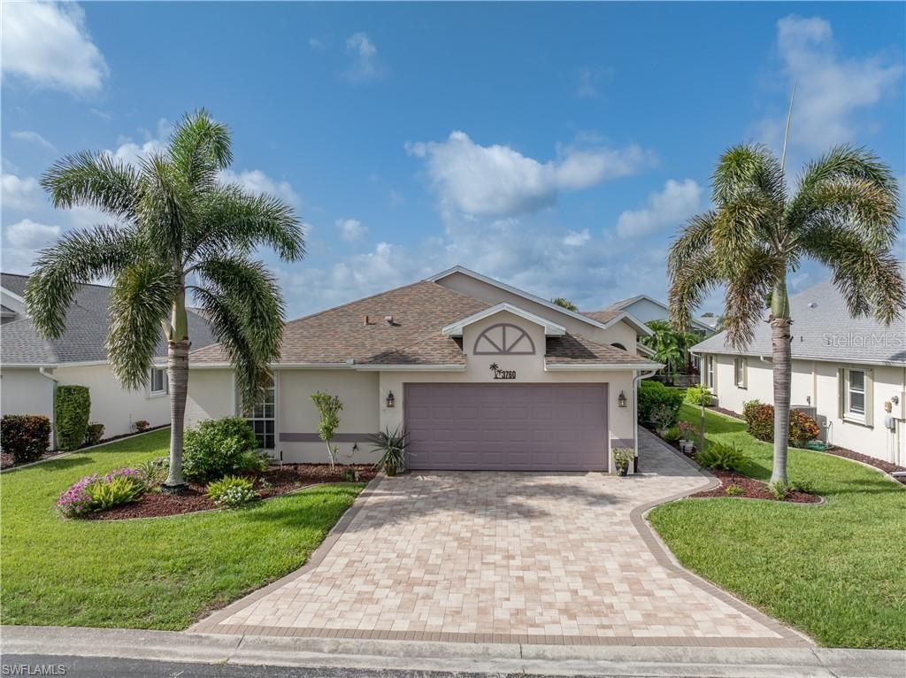 This immaculately maintained home HAS IT ALL! Located in the highly sought after gated 55+ Community of Sabal Springs in North Ft Myers, this home is surrounded by a full 18-hole (Pay to Play) Golf Course (no membership buy- ins here), world class amenities like the enormous community pool, monthly/weekly residents activities calendar, on site restaurant, pickleball, tennis, sauna, underground utilities and so much more. Sabal Springs is a peaceful retreat with close proximity to everything. One of the few 55+ communities in the area with concrete block-built homes as opposed to manufactured homes. Step inside the front doors of this 2 bedroom + den home and you are greeted by an updated floor plan that is both open and bright. From the new contemporary porcelain tile floors in the main living space, wood laminate floors in the bedrooms, beautiful traditional raised paneling in the dining area, built ins in the den/library area, to the granite kitchen countertops, upgraded stainless steel appliances & updated bathrooms featuring a frameless glass shower door in the primary bathroom; This home really does HAVE IT ALL! Outside, boasts upgrades such as accordion hurricane shutters, beautiful landscaping, a screened-in front porch, pavered driveway and a huge pavered lanai space that is perfect for relaxing or gathering with friends. The best part...This home is being sold TURNKEY Furnished! Schedule your showing today!