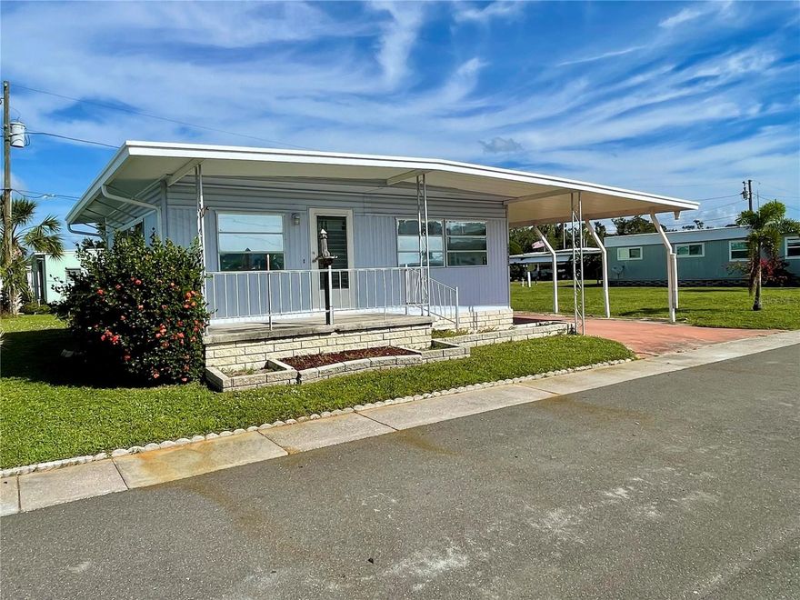 Come check out this cozy very spacious 1 bedroom 1 bath home. Price includes the Share (valued at $55,000). Every room in this home is a good size, do not let the square footage scare you. It is a single wide, with a add-on. The kitchen has ample amount of cabinetry, and even a dishwasher. Home comes fully furnished, dishes, linens, literally MOVE right in! Be a part of Sunset Palms, a very active community, very affordable low HOA fee of $183.05 a month includes heated swimming pool, fitness room, clubhouse with all kinds of activities, a beautiful little lake/pond at the back of the park with lighted fountains, very serene. Take a walk around the lake or sit on the benches and read a book. This park also backs right up to the super Walmart, with a private path via golf cart/bicycle/walking. This community is near churches, plenty of shopping, lots of restaurants, I-275 toward Tampa or Sarasota, short drive to Tampa international Airport and/or Clw/St Pete airport, golfing, etc. Come check out this home!