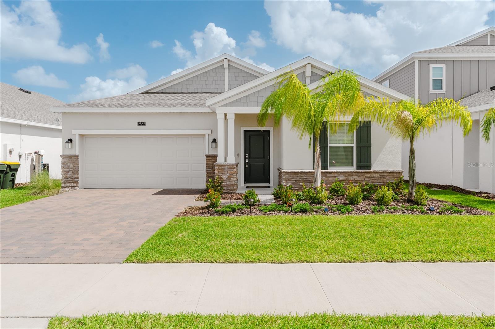 The seller is offering 10k incentives to the buyer. This beautiful home stands out not only for its excellent condition, but also for its 3-full-bathroom plan and huge fully-fenced backyard, providing both privacy and convenience for outdoor living. Besides the fence, the owners have also added ceiling fans in all 4 bedrooms and living room, hanging lamps over the kitchen island and new shower heads in all bathrooms. The garage door can be paired with your cell phone in order to open and close, and the system can notify you when it does so. Also there is an electronic pad for opening and closing the front door, and the system can notify you when someone opens or closes the door as well. Another perk of this home is that the HOA fee already includes internet service, which is very convenient. Perfectly located within the community, this home offers a combination of tranquility and accessibility. The community itself is a master-planned development offering a resort-style lifestyle with a full range of amenities designed for comfort, leisure, and recreation. One of the major highlights is its proximity to Olympus, a multi-million dollar sports and wellness complex currently under development, which promises to bring incredible value and opportunities to the area. Additionally, the home is conveniently close to major highways, shopping centers, and top-rated schools. This is an exceptional opportunity to live in a growing, vibrant area with everything you need right at your doorstep.