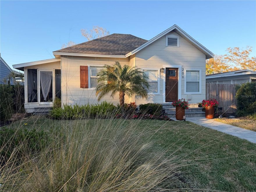 FANTASTIC LOCATION MEETS HISTORIC CHARM! This beautifully renovated, charming bungalow offers the perfect balance of period architecture and modern comfort, thoughtfully preserved to showcase its original character while embracing today’s lifestyle …….. 

Lush, thoughtfully curated landscaping enhances both beauty and privacy creating an unforgettable first impression—pride of ownership is unmistakable …….. Inside, warm wood floors and a wide open flow create a space that feels both refined and welcoming …….. 

This home has been lovingly updated over the past 5 years, including plumbing, electrical panel, tankless hot water heater, HVAC units, expanded and renovated bath and laundry room, quartz kitchen countertops, appliances, plantation shutters throughout, front and back exterior doors, interior doors, roof over sunporch/bedroom and much more …….. 

Outdoor living is just as special…the expansive, lushly landscaped private deck, patio and fenced in yard serves as a serene retreat designed for entertaining or quiet relaxation. Mature plantings, irrigation and intentional design create a true, tropical garden oasis …….. For a quiet, intimate experience— enjoy morning coffee or evening breezes from the charming, screened porch off the primary bedroom …….. 

Alley access and off-street, 2 car parking add convenience while preserving the home’s picturesque street presence …….. 

Set on a tree-lined street, this home is just minutes from the waterfront and Coffee Pot Bayou. Embrace a truly walkable lifestyle— stroll along the water, bike or walk to vibrant downtown St. Pete, and enjoy easy access to Publix, Whole Foods, Fresh Market, Trader Joe’s and some of the city’s best dining. Bike trail is just a couple of blocks away. With quick access to I-275, beaches, and area airports, this home seamlessly blends historic charm, urban convenience, and everyday ease.