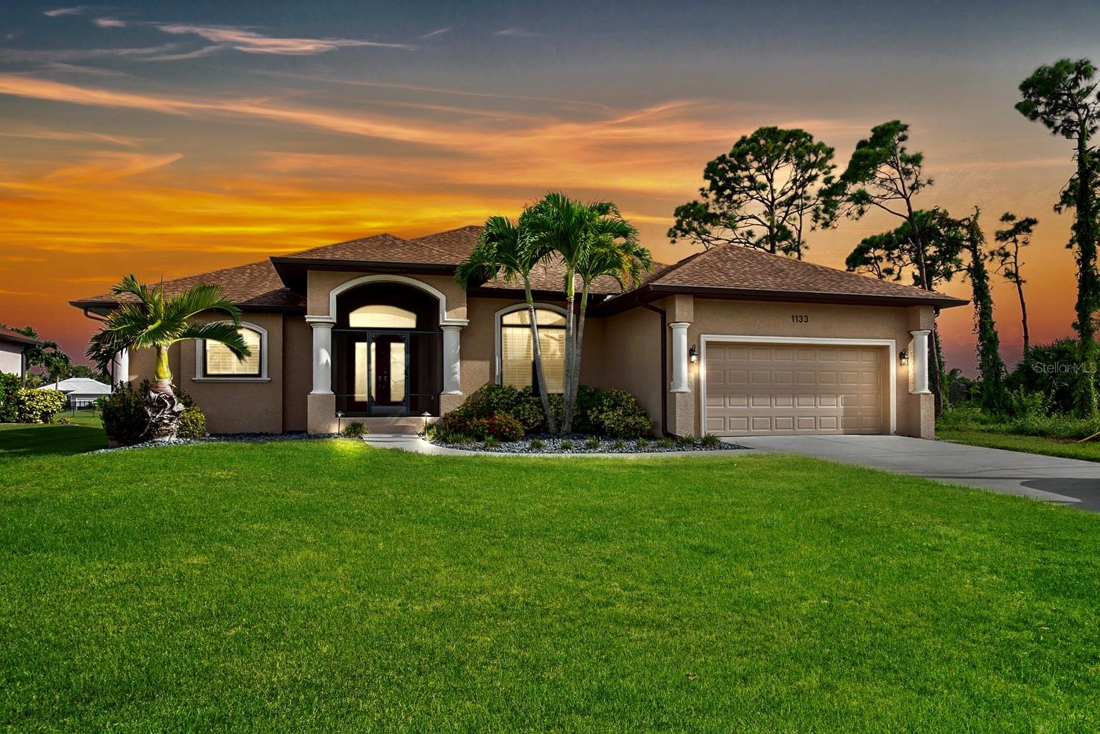 Experience the best of Florida living in this CUSTOM-BUILT, BREAKWATER CONSTRUCTION home in the sought-after community of Rotonda West, just minutes from pristine beaches, golf, and dining. Perfectly POSITIONED ON THE ROTONDA RIVER with peaceful views, this home offers an OPEN CONCEPT LIVING PLAN, three generous bedrooms and THREE FULL BATHS -- delivering exceptional comfort, privacy and style. Through striking design, dual glass entry doors, a GREAT ROOM welcomes you with an IMPRESSIVE COFFERED CEILING and an expansive kitchen with MARBLE-LOOK QUARTZ COUNTERTOPS and matching backsplash. Featuring an abundance of cabinetry and eating space, with a SUNNY BREAKFAST NOOK and COFFERED CEILING FLEX SPACE, there is ample room for entertaining and storage. Indoor living seamlessly transitions out through POCKETING-SLIDERS opening to an EXPANSIVE PAVER LANAI with an UPGRADED, CLEARVIEW screen cage, HEATED SALTWATER POOL with SUNSHELF + WATERFEATURE SPA (added in 2017). Overlooking a wide canal view with plenty of room for relaxation in the sun or shade, this oasis fulfills all your Florida dreams with a SOUTHERN FACING LANAI for sunrise skies and all-day sun on the pool then protected from late afternoon heat. The PRIMARY SUITE offers true reprieve with private lanai access, dual walk-in closets and an ensuite bath with SOAKING TUB, dual sinks, LARGE WALK-IN SHOWER and water closet. The guest quarters are tucked down a hall with convenient lanai access for the guest bathroom, second bedroom and a THIRD FULL ENSUITE BEDROOM. ADDITIONAL FEATURES to note include CUSTOM PLANTATION SHUTTERS and window treatments throughout, crown molding details, easy maintenance tile flooring in the living areas with cozy carpeted bedrooms, a dedicated INTERIOR LAUNDRY ROOM with sink and a multitude of storage closets. Outside, the property is surrounded by TROPICAL LANDSCAPING, custom concrete curbing and upgraded landscape rock all maintained easily with a SAINT AUGUSTINE LAWN IRRIGATED by the waterway at no additional cost. PEACE OF MIND COMES WITH WHOLE HOME HURRICANE PROTECTION and a high-and-dry elevation above flood plain (assumable flood insurance if desired.) Rotonda West provides an aesthetically pleasing neighborhood with low fees and convenient access to five nearby golf courses, a central park with playground, tennis courts, RV/boat storage and is just minutes away from the beautiful beaches of Boca Grande and Manasota Key! Schedule your showing today to experience the quality, style, and elegant Florida lifestyle this property offers! FURNISHINGS AVAILABLE TO BE NEGOTIATED VIA SEPARATE CONTRACT.