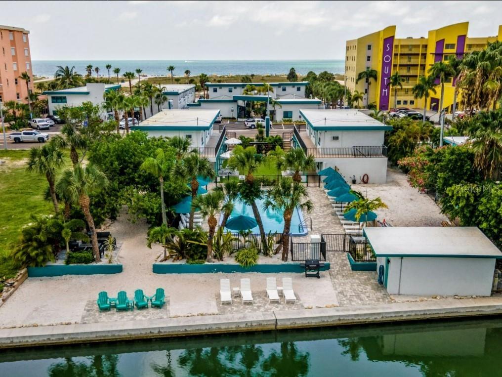 Fantastic opportunity. Waterfront - 70unit motel in beautiful Treasure Island. 1st floor hurricane damage being repaired. Pool. Future development opportunity on large lot. Survey available see attachments.