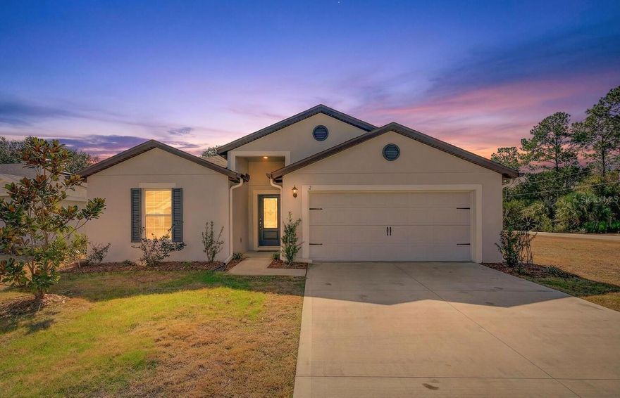 Step into this 2023, still like brand new 5 bedroom 3 bath beauty. Enjoy the entertainment space with open kitchen, dining and living areas leading to a covered lanai. 5 bedrooms gives you options for a den or office or flex spaces. This property on an oversized, corner lot with irrigation system and exterior storage shed is move-in ready. Don't delay. Call today!