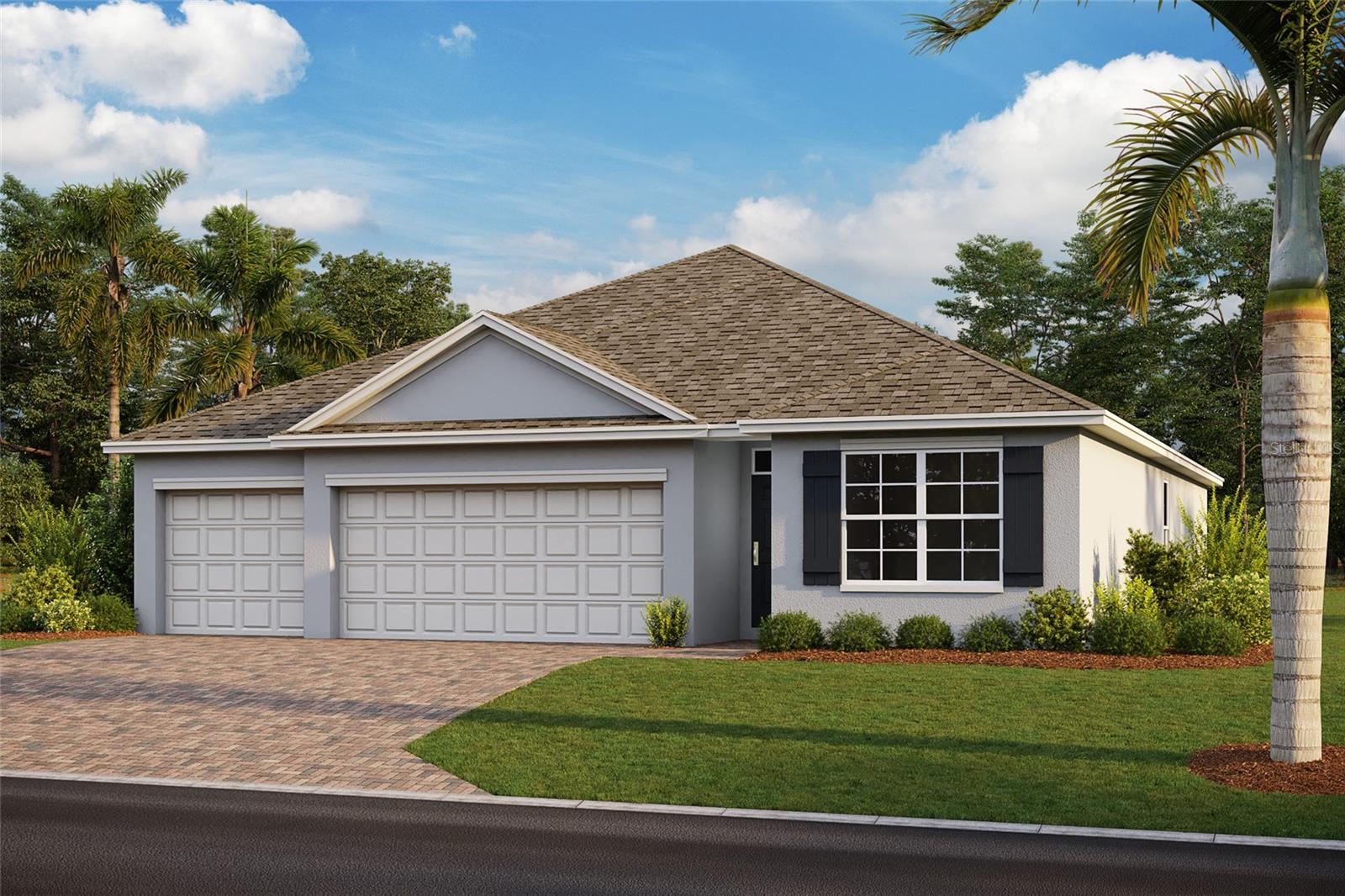 Under Construction. Welcome to the Madison floor plan. Discover the perfect blend of comfort and convenience in this stunning 4-bedroom, 3-bathroom, 3 car garage home offering 2,020 sq. ft. of living space. Contemporary features include quartz countertops throughout the kitchen and bathrooms, faux wood blinds, Smart Home package, Whirlpool stainless steel kitchen appliances including washer and dryer. Enjoy beautiful 6" x 24" plank tile flooring throughout with carpet in the bedrooms. Drive up to your visually appealing paver driveway, entry walkway and lanai. The irrigation system will help you keep your lawn healthy all year round. This home is ideal for families or professionals seeking a spacious retreat and quick access to I-75. Close proximity to dining, schools, shopping, beaches and recreational parks.
