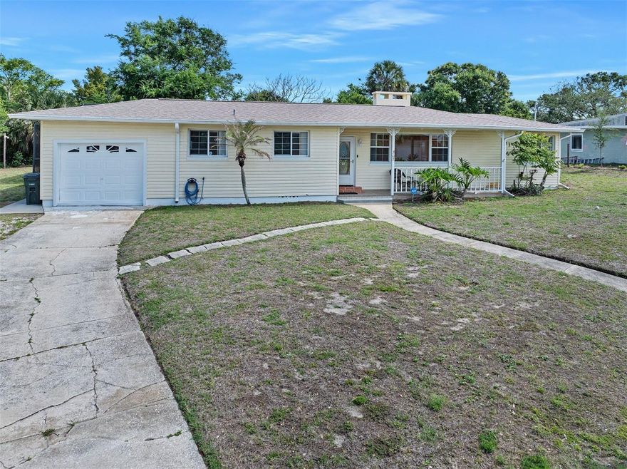 POOL and PENINSULA PROPERTY neatly pinned between Daytona Beach and the Intracoastal Waterway. This immaculate residence is even further riveted by its CONCRETE BLOCK CONSTRUCTION and over-sized 1/3 acre ELEVATED lot. THE L-shaped layout offers both privacy and sparkling pool/jacuzzi/spillover features. Outswing French doors lead to Large screen enclosure and wrap around deck replete with pavers and two retractable awnings. Private back-yard. Quiet street as not perpendicular to Ocean/River.You'll feel like you are at your very own resort. NO HOA fees. New ROOF 9/11/2023. This home spells PARADISE and RARE Opportunity and potentially PENDING! Don't wait.