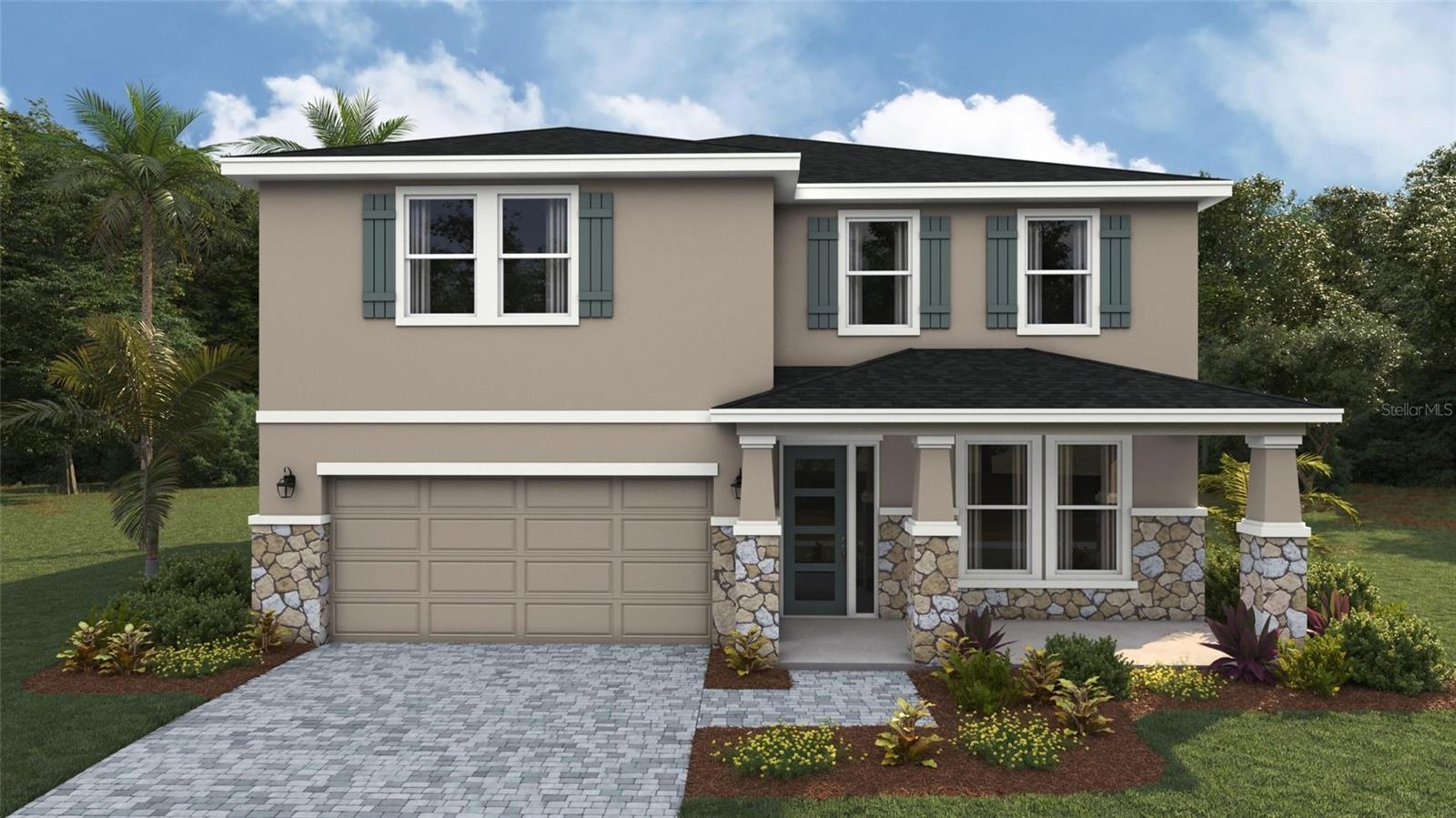 Under Construction. Receive up to $25,000 towards closing cost and special interest rates with our preferred lender NOW until August 31st. This two-story, all concrete block constructed home has a large open concept first floor with a kitchen overlooking the great room, dining area, and a covered lanai. A flex room at the entrance of the home, as well as a spacious guest bedroom and full bathroom, complete the first floor. Upstairs, Bedroom 1 with ensuite bathroom, three additional bedrooms, a third full bathroom, and a well-appointed laundry room surround a large bonus living room. This home comes with an installed stainless-steel dishwasher, electric range, and microwave. Pictures, photographs, colors, features, and sizes are for illustration purposes only and will vary from the homes as built. Home and community information including pricing, included features, terms, availability, and amenities are subject to change and prior sale at any time without notice or obligation.
