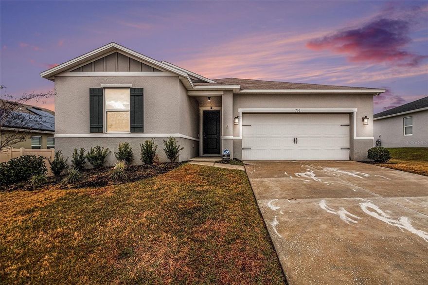 One or more photo(s) has been virtually staged. Short Sale. 2023-built KB Home on an extra-wide lot with open-concept living and modern finishes in fast-growing Minneola. Located in The Reserve at Lake Ridge, this single-story residence offers energy-efficient construction and convenient access to the new Florida Turnpike interchange.

Inside, 9-foot ceilings and abundant natural light enhance the 3-bedroom, 2-bath split floor plan. The open kitchen features 42” shaker-style cabinetry, granite countertops, stainless steel appliances, and seamless flow into the spacious great room. Two secondary bedrooms are positioned at the front of the home and share a full bath with extended vanity, while the primary suite is privately situated at the rear with a walk-in closet and dual-sink bath. A dedicated laundry room connects to the 2-car garage for everyday functionality.

Set on approximately 0.21 acres, the backyard offers space for future outdoor living, garden, or pool. Convenient to Publix, Lake Apopka recreation, the upcoming AdventHealth facility, and the new K-8 school.