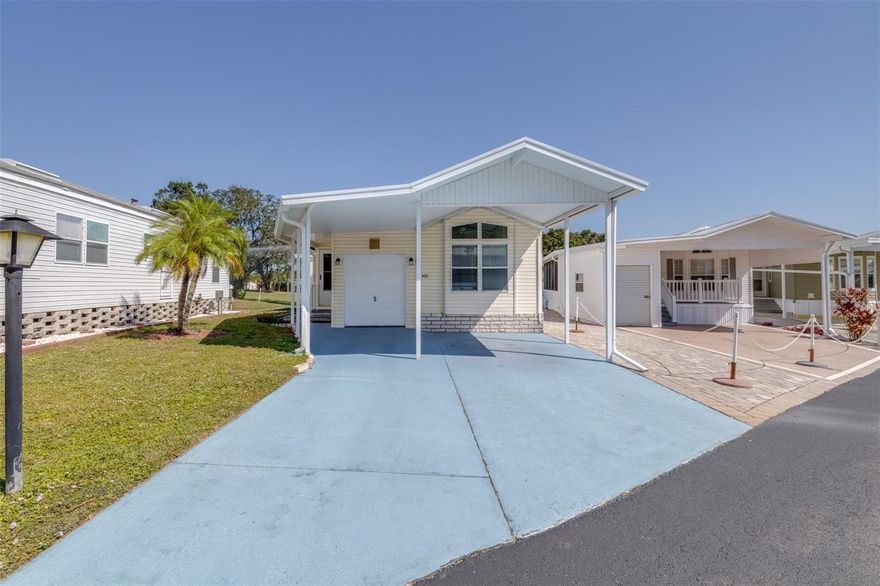 Welcome to 389 Golfview Drive, a beautifully updated golf course frontage home in the highly sought-after, gated and guarded 55+ community of Deer Creek RV & Golf Resort in Davenport, FL. Perfectly located in the heart of Central Florida, this home places you just off Hwy 27 and less than one mile from I-4 — giving you effortless access to local attractions, dining, shopping, and Florida’s world-famous theme parks.
Step inside and enjoy the peace of mind of recent updates, including a new air-conditioning system and updated plumbing, ensuring years of comfort and reliability.
The home’s inviting layout features 3 bedrooms / 1.5 baths, a spacious family room, dining area, and convenient inside laundry. The eat-in kitchen is thoughtfully designed with generous counter space, plentiful cabinetry, and a cozy dinette accented by a built-in corner bar — perfect for morning coffee or casual entertaining.
An extended family room adds extra living space, ideal for relaxing after a day on the links or hosting friends and family. The split-bedroom layout provides privacy and comfort, while the large windows fill the home with natural light and offer beautiful golf-course views overlooking the 18th hole.
Enjoy Florida living at its finest from the covered back porch, or take advantage of your covered carport and golf-cart garage/storage area for added convenience.
Within Deer Creek RV & Golf Club, you’ll find resort-style amenities including:
An 18-hole championship golf course with pro shop, driving range, and putting green
Clubhouses, heated pools, spa, restaurant, tiki bar, and lounges
Pickleball, tennis, shuffleboard, and fitness opportunities
A vibrant community calendar with social events and activities year-round
Deer Creek is also known for its RV-friendly lifestyle, offering deeded RV lots and seasonal parking options for travelers. Learn more about this amazing community at DeerCreekRVOnline.com
Best of all, you’re just 5 minutes to Posner Park Shopping Mall, 12 minutes to Disney World and SeaWorld, about an hour to Florida’s beautiful beaches, and close to endless restaurants and conveniences.
Washer and dryer are included, making this home truly move-in ready.
Discover affordable, updated, resort-style living in one of Central Florida’s most desirable 55+ golf communities. Schedule your private showing today and see why life is better at Deer Creek RV & Golf Club!
