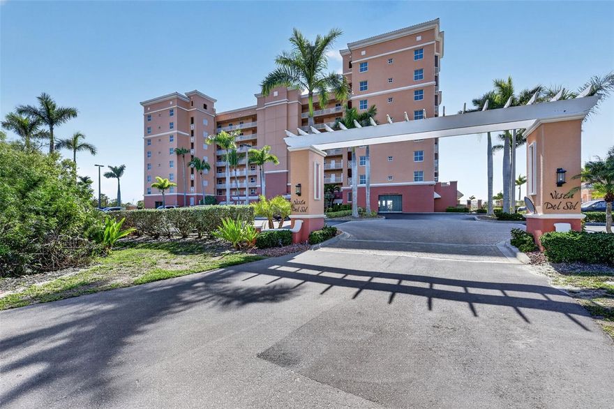 Enjoy effortless Florida living in this furnished condo at Vista del Sol, located within the highly desirable Burnt Store Marina community. This inviting residence features a light, open layout designed for relaxed coastal living, with a scenic harbor view extending toward the Gulf—creating a peaceful backdrop for everyday life.  Vista del Sol is a quiet, well-maintained enclave offering a resort-style pool and spa, secure building access, elevator service, and convenient parking, all surrounded by lush landscaping and serene marina surroundings. Living in Burnt Store Marina means embracing an exceptional lifestyle with access to Southwest Florida’s largest deep-water marina with direct Gulf access, a vibrant waterfront promenade with on-site dining, scenic walking and biking paths, and optional memberships for golf, fitness, tennis, and pickleball.  Set within a gated, deed-restricted community known for its natural beauty and welcoming atmosphere, this furnished condo offers an ideal blend of comfort, convenience, and the true marina lifestyle—where every day feels like a getaway.