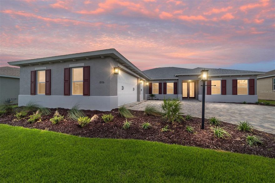 Stunning Northampton Model in Balfour at On Top of the World!
This beautiful new construction home offers 3 bedrooms, 2 bathrooms, and a spacious 3-car garage. The paver driveway and walkway are surrounded by elegant landscaping, creating a welcoming first impression. Step through the French entry doors into an open concept living space filled with natural light. The gourmet kitchen is a chef’s dream, featuring a built-in oven and microwave, a 5-burner cooktop with a sleek hood, and stylish finishes throughout. Enjoy seamless indoor-outdoor living with 4-panel sliding doors that open to a screened-in lanai—perfect for relaxing or entertaining guests. Located in the highly sought-after Balfour neighborhood within Ocala’s premier 55+ community, On Top of the World, this Northampton Model combines luxury, comfort, and convenience in every detail. Call for your private showing today!