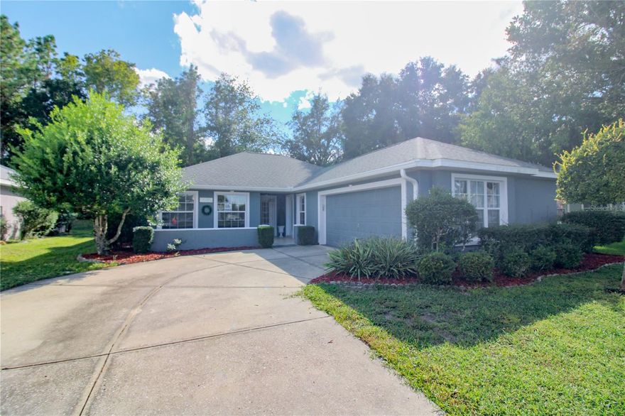 Beautiful 2-bedroom, 2-bath home located in the desirable 55+ gated community Oak Run in Ocala, Florida. This 1,554 SQFT residence features tile flooring throughout, ceiling fans in both bedrooms, and an open layout ready for you! The kitchen is fully equipped with a refrigerator, dishwasher, cooktop, oven, and microwave. Inside the house is also a laundry area with washer and dryer hookups. Enjoy a long driveway, perfect for guest parking, and a two-car garage for added convenience to keep your car out of the Florida heat! Oak Run offers a variety of amenities including a clubhouse, community pools, fitness center, and golf-cart friendly!. Move-in requires only first month’s rent and security deposit. Don’t miss this opportunity to live in one of Ocala’s most active and well-maintained communities.