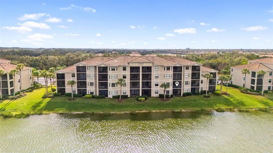 Golf, Water Views, and Resort Living in River Strand! Welcome to this beautifully maintained 2-
bedroom, 2-bath TURNKEY condo in the highly desired Terrace II at River Strand. Located on the second
floor, this light and bright unit offers breathtaking golf course and lake views from your
private screened-in lanai. Perfect for morning coffee or watching players come down the fairway.
Inside, you’ll find an open-concept floor plan with tile flooring and crown moulding in the main living
areas. The kitchen has stainless steel appliances including a Bosch ultra quiet dishwasher, wood
cabinetry, granite counters and a breakfast bar overlooking the main living space. Both bedrooms have been recently been upgraded with luxury vinyl flooring to add style and durability. The primary suite bath also includes an upgraded shower door.  Come see what this home and experience the lifestyle of River Strand and all its amenities.  One time capital contribution to River Strand $7500 and one time capital contribution to Heritage Harbour Master Assoc $1000.
