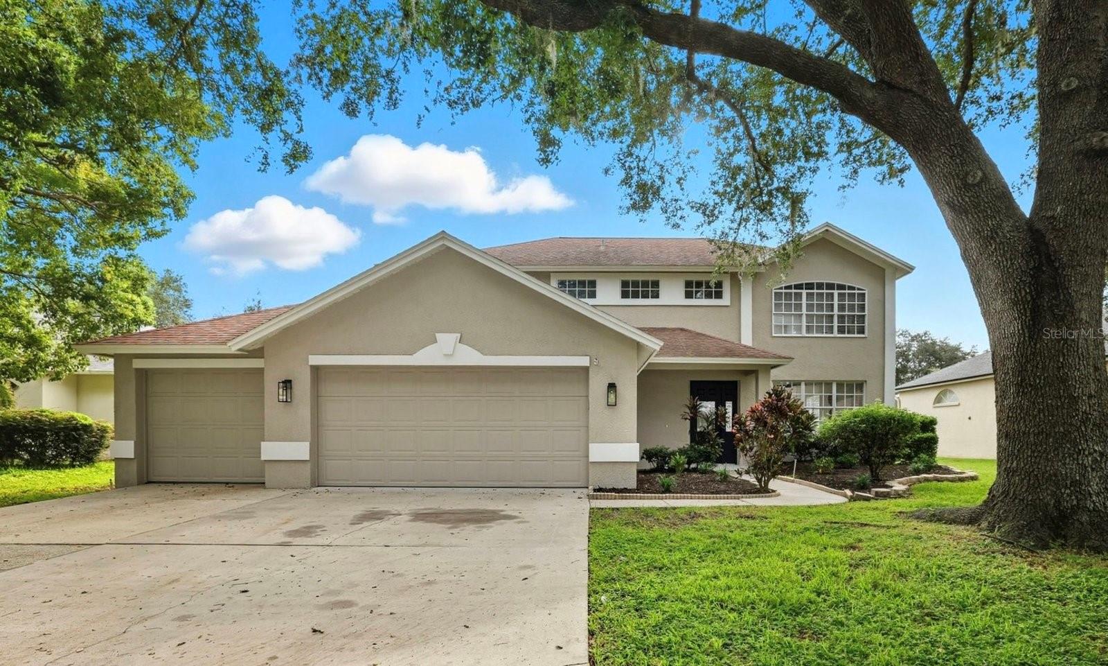 Come and see this fully renovated 5/3, 2.5 Garage POOL HOME SANCTUARY in River Hills! Open floor plan boasting over 2800 sf w/high ceilings greet you and quickly draws your eye to your private outdoor living space w/sparkling blue pool, covered patio within screened enclosure ~ a welcoming space to host family gatherings or unwind w/a cool drink after a stressful day. The main floor creates a smooth easy flow between the kitchen, Dining, formal living, family room & outdoor living space, perfect for entertaining! Admire the elegant and well-designed upgrades throughout creating a perfect blend of modern aesthetics and homey feelings! At the heart of this home lies a show-stopping kitchen, meticulously crafted with sleek modern cabinetry, luxurious quartz countertops, and premium stainless-steel appliances. Brand-new luxury vinyl flooring stretches seamlessly through the living areas, infusing the home with warmth and elegance. Large breakfast bar w/separate eat-in dinette area overlooks the family room, outdoor living space & pool. Retreat upstairs to the oversized Master Suite, with Sitting area and spa inspired en-suite bathroom with dual vanities and separate water closet. The secondary bedrooms are nicely sized with ample closet space. The 5th bedroom on the main level can also serve as an office, den, or workout room with adjoining full bathroom - the perfect flex space. Oversized two and a half car garage gives you extra room for storage or a golf cart. HOA dues give you luxury access to restaurants, pool, playgrounds, nature trails & other amenities. Golf and tennis enthusiast’s welcome! River Hills is conveniently located to restaurants, entertainment, "A-Rated" school systems and to our amazing Florida beaches & theme parks. Easy commute access to I4, I75 & Crosstown Expressway. Call today for your private showing & experience the Florida lifestyle!