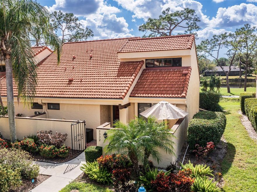 Transformed townhouse with water and golf course views in sought-after Meadows Golf & Country Club. Perfect for folks looking for one-level "villa" living, but with plenty of storage and accommodations upstairs for visiting family and guests. Tenants  will love the fresh, designer space plus all the community amenities: It's a country club lifestyle at a value price. Rewired, replumbed, updated and rebuilt from the inside out, this renovation boasts premium products and finishes in a soft, neutral palette. Key upgrades: new quality flooring, solid interior doors and moldings, new electrical panel allowing substantial electrical improvements including recessed LED lighting, new switches and outlets; quality fixtures, shade 3M film on sliders and Kinetico water filtration system. The spacious cook's kitchen offers custom cabinetry with sliding drawers, KitchenAid appliances and quartz counters. The level main floor features 12" x 18" premium porcelain that continues up the stairway with hardwood. The smartly reconfigured downstairs bath functions as both powder room and master bath while protecting the privacy of the master bedroom and dual-closeted dressing area. The glass-wall office/ bonus room captures the serene landscape. Upstairs, 2 bedrooms and a totally remade bath outfitted with honed marble and porcelain tile. Two outdoor living spaces -- morning-side courtyard and FAIRWAY sunset patio -- . 2 community pools. 


***The Meadows is a resort-style neighborhood in Sarasota’s western suburbs, conveniently located minutes from Interstate 75 and The Mall at University Town Center. It’s a golf course neighborhood, with the club undergoing new owner transformation that is truly exciting. The Meadows has over 16 miles of walking trails and beautiful paths. Call now for private showing or a virtual showing.