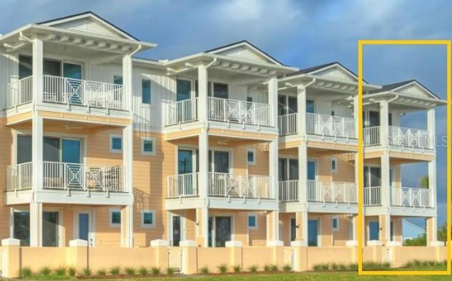 Brand New Oceanfront Townhome in Verona! Last opportunity in this building. Welcome to Verona, an exclusive oceanfront community offering private beach access and a resort-style pool. This stunning new construction townhome is designed for effortless coastal living—low maintenance, lock-and-leave convenience, and just steps from the sand. Inside, the first floor features a spacious bonus room—perfect as a game room, den, or secondary living space—along with a convenient half bath. A private elevator takes you to the main living area on the second floor, where you'll find an open-concept layout ideal for entertaining. The gourmet kitchen boasts a large island, upgraded countertops, stainless steel appliances, and a walk-in pantry. The adjoining living and dining areas flow seamlessly to a covered balcony with sweeping ocean views. A second half bath serves your guests with ease. Upstairs, all bedrooms are thoughtfully placed on the third level. he oceanfront primary suite offers a private balcony, spacious walk-in closet, and luxurious en-suite bath with dual vanities and a walk-in tiled shower.  Fall asleep to the sound of the waves. A generously sized secondary bedroom also features its own private bath and walk-in closet. The third-floor laundry room adds everyday convenience. Additional features include a 2-car garage, private elevator access to all three floors, pavered lanai, and a private beach walkover. This home is maintenance-free and comes with a builder's warranty for peace of mind. Photos are representative and are not of the actual home.