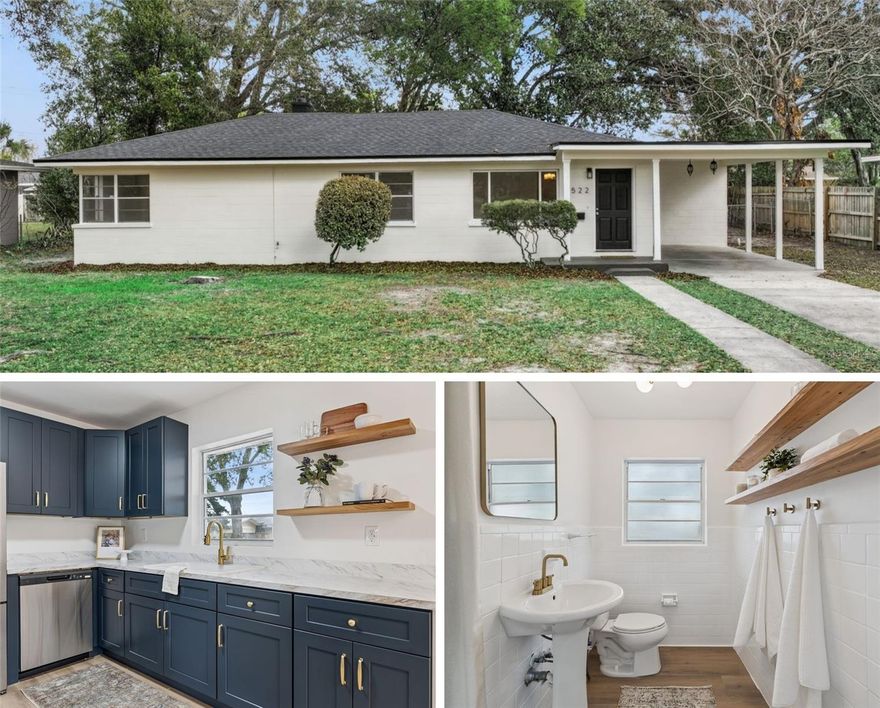 Completely remodeled and move-in ready, this beautifully updated home with no HOA offers peace of mind with a new permitted roof, permitted electrical updates, updated plumbing, a new mini-split heating and cooling system, and a main HVAC system replaced in 2023. Inside, you’ll find fresh interior and exterior paint, updated LVP flooring, modern lighting, and a renovated kitchen featuring shaker-style cabinetry, stone-look laminate countertops, new stainless steel appliances, and stylish finishes throughout. The bathrooms have been tastefully updated, and the spacious layout is filled with natural light, creating a warm and inviting atmosphere with clean, modern design.

Designed for both everyday living and entertaining, the home offers comfortable living spaces, updated finishes, and a functional flow throughout. Outside, the large fully fenced yard is shaded by mature trees and provides plenty of room to relax, play, garden, or host gatherings. A covered carport adds convenience and practicality.

Located in an established Lakeland neighborhood, this property is just a short drive from Florida Southern College and near Lake Hollingsworth, one of Lakeland’s most popular destinations for walking, biking, and enjoying the outdoors. You’ll also appreciate the close proximity to shopping, dining, and everyday essentials, including Southgate Shopping Center.

One or more photos and/or video have been virtually staged. Fireplace is decorative and shown for marketing purposes only. Owner has not operated the fireplace. Buyer should verify condition and have the fireplace inspected during the due diligence period. Any fire shown in photos or video has been digitally added for illustrative purposes only.