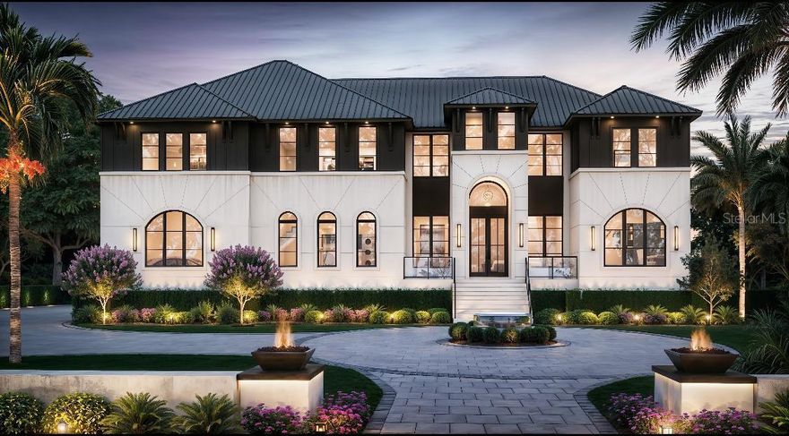 Under contract-accepting backup offers. Under Construction. SPECTACULAR DAVIS ISLANDS MASTERPIECE!! Step into architectural excellence built by BAYWALK Custom Homes with this stunning 6949 sq ft, 5-bedroom, 6.5-bathroom custom estate, theater room, Gym with sauna and a private den, ideally situated on a 111x128 lot one of the area's most coveted locations in Tampa. A grand foyer sets the tone with a dramatic 24-foot foyer ceiling. Throughout the home, elegant accent walls add warmth and texture, seamlessly blending contemporary design with timeless sophistication. At the heart of the home is a true culinary dream—a gourmet kitchen complete with dual islands, a hidden walk-in pantry, and a fully equipped chef's kitchen featuring top-of-the-line Thermador appliances, a wine column, two dishwashers, and a built-in coffee maker. It's the perfect space for entertaining or everyday living. Walk into the expansive family room, creating a bright, open living space with endless possibilities for hosting or relaxing in style with tons of natural light from the oversized windows. Every element of convenience has been considered, from the elevator providing easy access between floors. The downstairs and upstairs laundry rooms provide tremendous convenience for a busy family. The home has a mudroom and a Control4 smart home automation system that further enhances daily functionality. The luxurious master suite is a private retreat, highlighted by a spa-inspired master bathroom and 2 large walk-in his and hers closets, offering a true escape within your home. Step outside to your resort-style backyard, with an expansive lanai and outdoor kitchen. This home also includes a pool, sun shelf with in-pool loungers and spa.  Car enthusiasts will appreciate the oversized 5-car garage, perfect for additional storage or showcasing your collection. The home's exterior includes an abundance of landscape lighting that will illuminate this incredible estate through out the night.