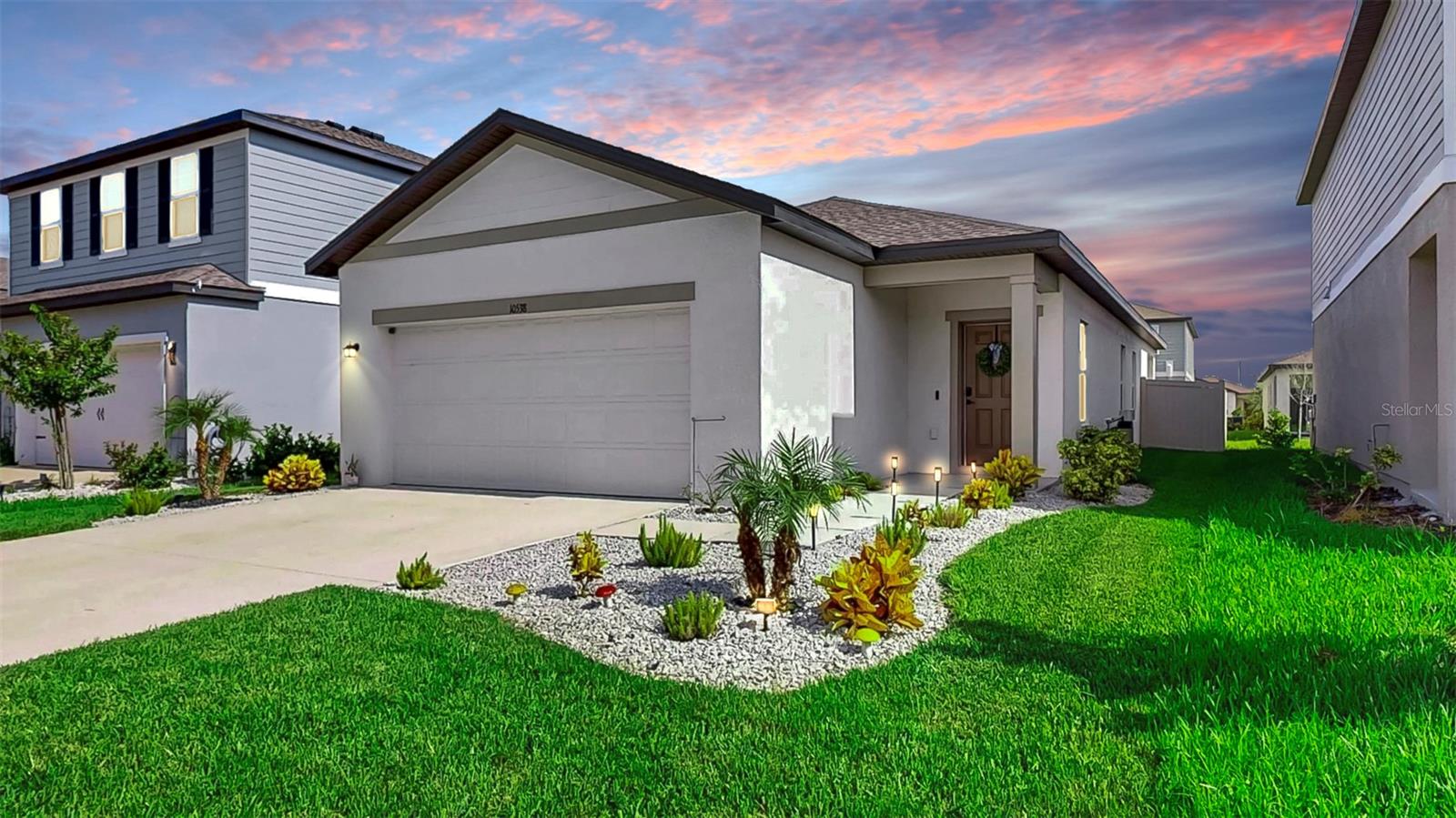 Your opportunity awaits! Located in the wonderful Summerwoods community, this stunning 2023 built home features 3 bedrooms, 2 bathrooms, and a 2-car garage. Upon arrival, the home has a well-maintained exterior with a lovely garden bed. Inside, is a modern open floorplan with split bedrooms, EACH WITH WALK-IN CLOSETS! LVP FLOORING THROUGHOUT! The updated kitchen has many appealing features, including WHITE CABINETS WITH CROWN MOLDING, STONE COUNTERTOPS, MODERN STAINLESS-STEEL APPLIANCES, AND A CENTER ISLAND, with plenty of counter space and room for additional seating and open to the eat-in area. The primary suite is well-sized along with the walk-in closet, with an ensuite bathroom that has a wide vanity and a walk-in shower with glass doors! Outside, is a covered patio and a FULLY FENCED BACKYARD with plenty of space! Don't miss out on this one, call today to schedule a private viewing!