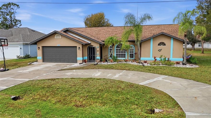 Welcome to this beautiful 3-bedroom, 2-bath, 2-car garage pool home located on a cul-de-sac in the highly desirable Deep Creek community. LOW HOW FEES & NO FLOOD REQUIRED! CLICK ON THE VIRTUAL TOUR LINK 1 FOR THE VIDEO AND VIRTUAL LINK 2 FOR THE 3D TOUR. From the moment you enter, you’ll appreciate the bright and airy open floor plan, enhanced by vaulted ceilings and large windows that flood the home with natural light. The open living and dining areas create an inviting space for seamless entertaining, complete with French doors leading to the lanai. The galley-style kitchen features stainless steel appliances, granite countertops, a closet pantry, breakfast bar, and a convenient service window to the lanai, making indoor-outdoor entertaining effortless. Just off the kitchen, the family room provides additional living space—perfect for relaxing or hosting gatherings. The spacious primary suite is a private retreat with a glass slider to the lanai, dual walk-in closets, and an en-suite bathroom offering a dual-sink vanity, walk-in shower, and linen closet. The guest bedrooms are thoughtfully arranged in a split-bedroom floor plan, each with walk-in closets, and share a nearby guest bathroom with direct lanai access—ideal for pool days. Step outside to the large screened lanai, perfect for entertaining, enjoying your morning coffee, or unwinding in the evening. The heated pool allows for year-round enjoyment, with plenty of pool deck space for soaking up the Florida sun and a child safety fence for peace of mind. Deep Creek is a deed-restricted neighborhood with amenities including Deep Creek Social Club, Deep Creek Park, featuring a playground, tennis courts, basketball courts, and Deep Creek Golf Course, just a couple of miles down the road —perfect for staying active or spending time outdoors. Easy access to local favorites such as Fishermen's Village, Ponce De Leon Park, shopping & boutiques, fine & casual dining, LIVE entertainment, and a short drive to local beaches. Schedule your showing TODAY!