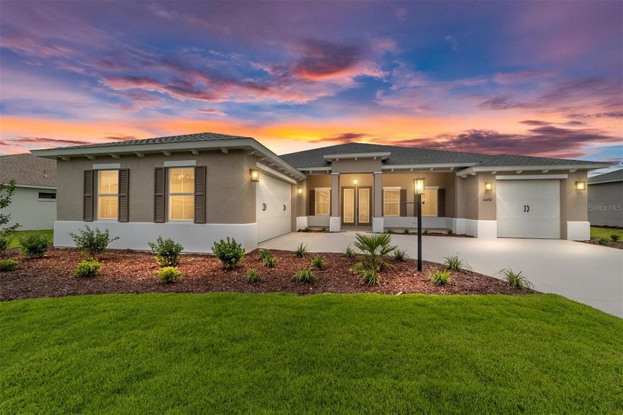 Stunning Aberdeen in Longleaf Ridge!
This luxurious new construction Aberdeen model offers over 2,900 sq ft of beautifully designed living space with 3 bedrooms, 3 bathrooms, a flex room with French doors, and a 3-car garage. Featuring French entry doors, tray ceilings, and an open floorplan, this home perfectly combines elegance, functionality, and modern comfort. The gourmet kitchen is a chef’s dream with premium white staggered cabinets with crown molding, under-cabinet lighting, quartz countertops, a built-in oven and microwave, 5-burner range cooktop with hood, stainless steel appliances, an elegant backsplash, an oversized center island, and a spacious walk-in pantry. The living area features a large tray ceiling and a 3-panel sliding door that opens to the screened lanai, creating seamless indoor-outdoor living. The primary suite is a true retreat with five windows with blinds, a tray ceiling, and a luxurious ensuite with tile flooring, his-and-her extended quartz vanities, a zero-entry tiled walk-in shower with built-in bench, and his-and-her walk-in closets. Bedroom 2 offers two windows with blinds, an ensuite bath with a single quartz-topped vanity, zero-entry tiled walk-in shower with built-in bench, and a walk-in closet. Bedroom 3 is adjacent to the third bathroom, which features a single sink and a tiled tub/shower combo. The flex space at the front of the home, complete with French doors, provides an ideal space for an office, den, or hobby room. Located in the sought-after Longleaf Ridge neighborhood within On Top of the World, this home combines high-end finishes, thoughtful design, and access to the community’s resort-style amenities for the ultimate in Florida living.