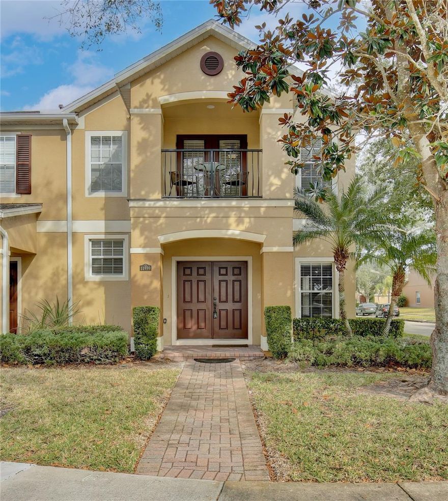 THIS is your chance to GRAB a Lake Nona BARGAIN! Whether you’ve been waiting for the perfect opportunity to move into Lake Nona at an INCREDIBLY AFFORDABLE price or you’re an investor hunting a rental or flip—LOOK NO FURTHER! With your vision and a touch of know-how, this PRIVATE END UNIT  3-bedroom, 2.1-bath, 2-CAR GARAGE townhouse can go from an unpolished gem to a true Show Stopper. Larger than many 3-bedroom single-family homes. Check out the included link to a3D Walk through and look at the floor plan found in photos. You'll see this unit's downstairs sports LIVING and DINING spaces, FAMILY ROOM and an EAT-IN KITCHEN perfect for kicking back in while your washer and dryer are doing their thing in the EXTRA LARGE LAUNDRY ROOM. Upstairs, you’ll find a super lush primary suite bedroom with FRENCH DOOR access to your PRIVATE BALCONY perfect for morning coffee or reflecting on the day. In the PRIMARY ensuite you'll find a DUAL SINK VANITY, a separate GARDEN TUB for long soaks and separate SHOWER when time is short. There's a large WALK-IN CLOSET for you here too. Two more SPACIOUS BEDROOMS, shared bath with LOTS OF COUNTER SPACE and an ALCOVE perfect for COMPUTER DESK complete upstairs. A PRIVATE pavered COURTYARD PATIO connects the kitchen to the 2 CAR GARAGE—yes, your BBQ dreams are possible here! Perfectly located across from community amenities including CLUBHOUSE, POOL, COVERED PLAYGROUND, BASKETBALL, SIDEWALKS and large GREEN PARKS for 2 legged and 4 legged family member romps. CORNER location adds PRIVACY and EXTRA easy GUEST PARKING. Updates include: 2025 HVAC and thermostat; 2025 LUXURY VINYL installed downstairs; HOA recently RE-ROOFED;WATER SOFTENER;Garage WORK BENCH. Fridge in garage conveys. NO CDD and REASONABLE HOA dues—NO kidding! Enclave at Moss Park is quiet yet super convenient, close to Lake Nona, the up-and-coming Sunbridge, 417, Beachline, USTA, Medical City, KPMG, Lake Nona Town Center, OI Airport, and the Brightline train to Miami. Priced to reward your sweat equity and vision—your simple updates will bring BIG payoffs. Opportunities like this VANISH fast—see it and make it yours TODAY! You Don’t want to kick yourself later. START 2026 RIGHT!