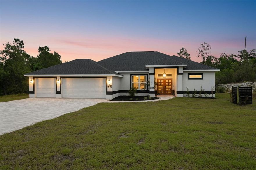 STUNNING ALMOST BRAND NEW POOL HOME!! Built in 2024!! 3 bedrooms + 2 full bathrooms + private pool + large covered lanai for great outdoor living space (10 x 32)+ 3-car garage (25 x 30) + over 1 acre of land + fenced yard for the family and pets + located in a GREAT LOCATION of Royal Highlands near Cortez/50 and 19...close to everything; not way up north in Royal Highland!! Paved Road!! NO HOA!! NO FLOOD!! Everything is basically NEW!! Roof 2024!! AC 2024!! Water Heater 2024!! NEW Stainless Steel Appliances 2024!! Long brick paver driveway + 3-cars wide in front of the garage + brick paver pool deck and lanai!!

Stunning front doors added for that WOW factor!! Large OPEN FLOOR PLAN with high tray ceilings, glass sliders, large windows AND transom windows make this home feel light, bright, and spacious!! Gorgeous Quartz Counters and white cabinets and subway tile acksplash in the kitchen!! Breakfast bar for extra seating!! Breakfast nook + formal dining room!! Large great room!! GORGEOUS WIDE PLANK FLOORING!! 

Split floor plan offers privacy for the master suite!! Dual closets, glass sliders to lanai, and a tray ceiling add to the allure of the master suite!! The ensuite bathroom feels like a spa with the stand alone modern tub, glass shower, dual sinks, quartz countertops and all the gorgeous finishes!!

The second and third bedrooms are both good size with LARGE closets! The second bath is also a POOL BATH with matching upgraded finishes...Quartz countertops and white cabinets!!  

Close to everything!! Shoppes, restaurants, hospitals, schools...everything!! Less than 5 minutes to kayaking, paddle-boarding, and swimming with the manatees in the clear Weeki Wachee River or enjoying a day at Buccaneer Bay Water Park!! 10 minutes to the sunsets at Pine Island, boating and fishing!! Less than 10 minutes to the Suncoast Parkway for quick and easy access to Tampa International Airport and for all the fun that Tampa Bay has to offer!! 1 hour + to TOP US BEACHES!! 1.5 hours to Disney World and Universal Studios and all the theme parks!!  You can't beat this location!!