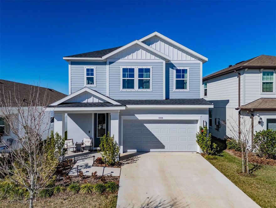 Experience Luxury Living in this great 4-bedroom, 2.5 bath home nestled in the highly sought Waterset community. The Kingsbridge by David Weekly Homes showcases natural light and an open floorplan. The kitchen is a chef's delight boasting beautiful quartz countertops, decorative backsplash, stainless steel appliances including a wall oven and a gas cooktop with a hood, lots of cabinets with pull-outs and pendant lighting.  The kitchen island offers plenty of work space and has a bar top for casual dining. The dining area is perfect for your family dinners. The open & airy family room features ceiling can lighting and glass sliders that open to the lanai. The first floor also has a flex area that can serve as a study/office or playroom. There is an organized drop zone near the garage entry. The LVP flooring flows through out  the first floor. Upstairs you will find the luxurious owner’s suite and the En-Suite features a walk-in shower, his & her sinks and a large walk-in closet. The cozy loft retreat is the perfect area for family movie night. The secondary rooms are spacious. For added convenience, the laundry room is located on the second floor. Enjoy your morning coffee or your evening cocktails on the extended lanai. There is plenty of room for the dogs to play in the fenced in backyard. You will love the space in the 3 car tandem garage. Waterset is a unique gem in Apollo Beach, offering residents a lifestyle close to nature with miles of trails and outdoor fitness stations. Enjoy resort-style amenities including clubhouses, fitness centers, pickleball courts, splash pads, and pools. The community also features on-site schools, childcare, dining and retail. Conveniently located to I-75, HWY 41 and 
US 301.