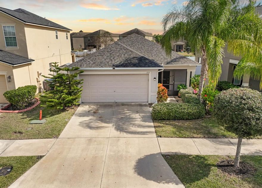 Available now! This clean and well-kept 3-bedroom, 2-bathroom rental home offers comfortable living in the gated Hawks Point community. Located on a quiet street, it features an easy-to-maintain open layout with plenty of natural light and no carpet anywhere, making it a great fit for anyone seeking a fresh, low-maintenance home.

Inside, the open floor plan and expansive windows fill the living areas with natural light. The kitchen features granite countertops, a bar-height counter for extra seating, a closet pantry, stainless steel appliances, and attractive cabinetry. Sliding glass doors lead to the covered lanai overlooking the private, fully fenced backyard.

The primary bedroom comfortably fits a king-size bed and includes a spacious walk-in closet and an en-suite bathroom with a standalone shower. The two secondary bedrooms feature updated LVP flooring and share a well-appointed hall bathroom. A dedicated laundry room includes both the washer and dryer for added convenience. The sizable two-car garage also offers a roll-down screen, perfect for enjoying fresh air year-round.

Hawks Point is a peaceful gated community known for its resort-style amenities, including a beach-entry pool, two clubhouses, fitness center, multiple playgrounds, dog parks, and scenic walking trails. Its prime location near I-75 and US-41 allows for an easy commute to MacDill AFB, Tampa, St. Pete, Bradenton, and Sarasota. Dining, shopping, and the beautiful Gulf beaches are just a short drive away.

Don’t miss this one—schedule your private showing today!