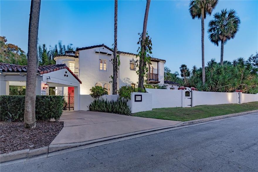 Nestled along the shores, on approximately an acre property on Lake Maitland walking distance to downtown Park Ave, with one of the most sought-after addresses in Winter Park, this secluded historic lakefront estate showcases the finest in authentic Spanish-style architecture. Built in 1930 and known as “Casa Felice” or House of Happiness, this is reportedly the 2nd home in the Winter Park area designed by James Gamble Rogers II… Boasting classic materials from the era and brimming with meticulous attention to every detail, the character, style and elegance of old-world Spain is highlighted throughout. Exceptional appointments include heart pine flooring, impressive solid stucco walls, gorgeous, beamed ceilings and pecky cypress doors. Three bedrooms (all upstairs) and all living areas/kitchen downstairs in the main residence.  Additionally, there is a separate guesthouse, that could be one or two additional bedrooms or perfect for hosting friends and family with a multitude of flexible uses... Extremely well-constructed on over an acre of land, an outdoor private oasis features a saltwater pool, extensive flagstone terrace along with a sprawling back yard leading down to the lake with boathouse & waterfront entertaining. An extremely rare opportunity not only to own a part of Winter Park history, but to thoroughly enjoy the character & charm of one of Winter Park’s landmark special homes with the added bonus for those seeking to enjoy the quintessential Central Florida chain of lakes lifestyle…