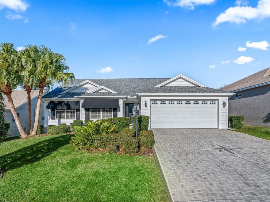 Great location close to Lake Sumter Landing in The Village of Hadley. Close to many amenities, golf courses, and shopping. This 3/2 Designer Whispering Pine with Open Kitchen. Living room features a 75” TV for your viewing pleasure. Landscaping in back creates natural privacy for relaxing in your screened in lanai. Large kitchen with eat in nook with bay window. Right off the kitchen is the inside laundry room with washer and dryer. Master bedroom has adjustable king bed, 55” TV and large walk in closet and bathroom with double sinks. 2nd bedroom has queen bed and 3rd bedroom has a fold out queen sleeper providing plenty of room to host your guest.