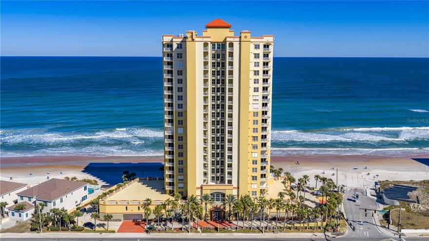 Welcome to luxury coastal living at the Mediterranean Condominium in Daytona Beach! This rare 3rd-floor, 3-bedroom, 3-bath end unit offers unmatched balcony space: an additional 4,046 sq. ft. wrapping along the north side with stunning ocean and river views. Imagine the possibilities. Certain times of year, you might even spot whales passing by. Inside, enjoy a spacious foyer leading to expansive split floor plan with 9' ceilings, crown molding, tile floors (guest rooms carpeted), a wet bar, California Closets, and ample storage. On the 3rd floor itself, you'll conveniently find one of two exercise rooms and the completely remodeled clubhouse (Feb 2026). This exclusive 56-unit building just went through extensive updates. Including the gorgeous entry lobby as well as state of the art clubhouse. The Mediterranean offers just three units for floor for privacy and tranquility.

Amenities include two exercise rooms and sauna, an oceanfront pool and spa with private beach access, game room, social room, large party terrace, and professional on-site management. Directly on the Atlantic sands, you're steps from shops, dining, and a quick drive to the airport. Luxury awaits!
Room sizes from tax rolls intended to be accurate not guaranteed.