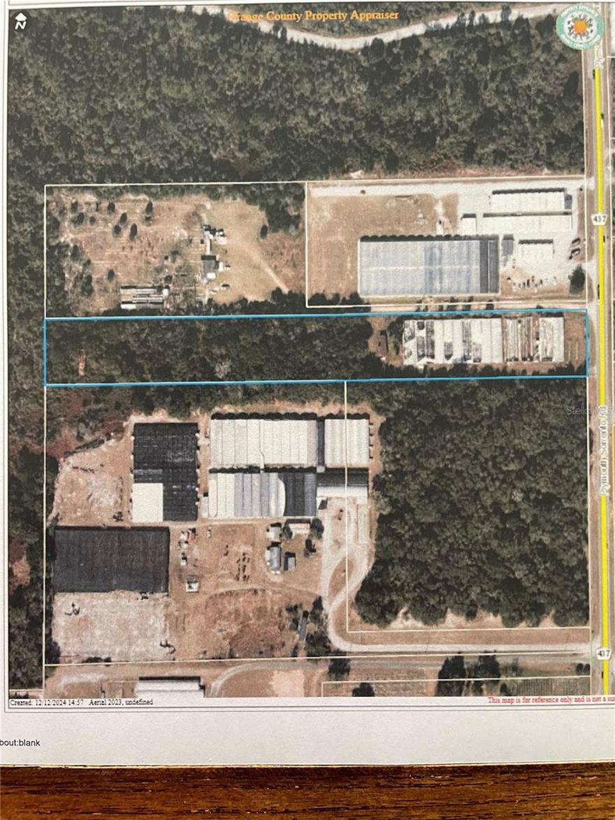 Great Location frontage on Plymouth Sorrento Rd. 4.91 Acres for investment and/or start up foliage nursery business. Located in one of the fastest growing areas in Orange county just North of Kelly Park Crossing which is convenient to all major highway in Central Forida and in the heart of Foliage Nursery country. Nursery has not been in operation for several years but has potential with appox. 25,000 Sq. Ft. of IBS Greenhouse frames built in 2006 that need only poly. Well and septic Available. Office Building and mobile home on the property in need of TLC.