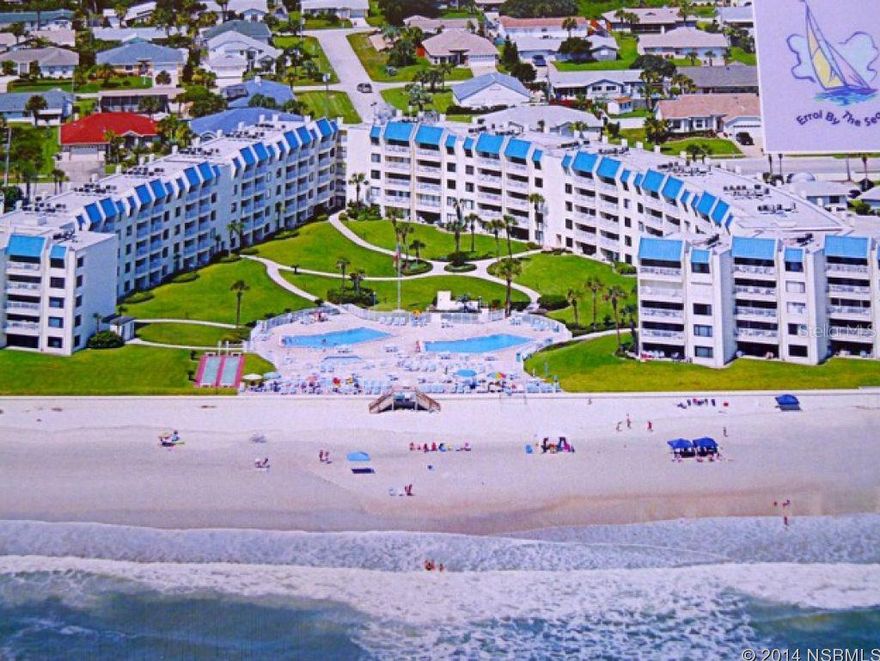 Spectacular Ocean and Beach views from this Top Floor, direct Oceanfront residence. Spacious, Open, Light Filled! Washer and Dryer in the unit. Nicely updated kitchen with granite countertops. Errol By The Sea is a very popular and immaculately maintained complex. Resort-Like Beach Front living. Two Pools PLUS a kiddie pool, Tennis Court, Shuffle Board, Bike Room, Community Room. Errol By The Sea is a highly desirable community on NSB's NO DRIVE BEACH. Measurements approximate and not guaranteed. This home is being offered furnished WITH EXCEPTIONS. Seller will provide list of excluded personal property and furniture. ;LocationDescription: Condo ;Water: City