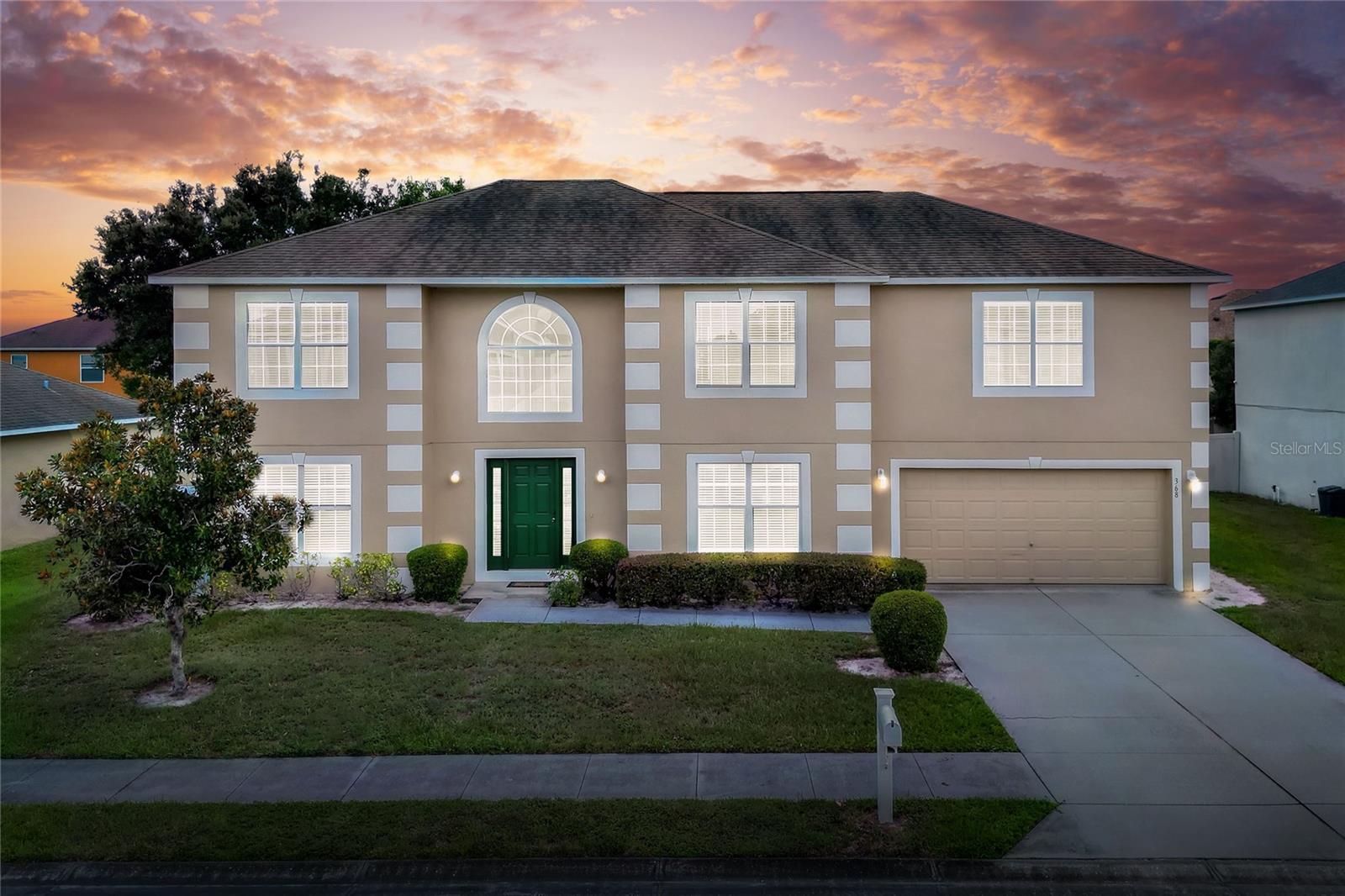 The moment you walk in the home you have the “wow” feeling with the lovely open foyer area. Your home has 2,952 heated living space with 5 bedrooms upstairs 3 FULL Bathrooms. One of the full bathrooms is downstairs where you have multiple options for your living space. You have the family room area open to the kitchen, separate formal dining room and there is a bonus room downstairs that could be used as a formal living area, office, playroom, craft room, den or as a 6th bedroom if you’d like one downstairs. You’ll love the loft /living room space too. So many options in this home! You’ll also find you have a lot of closets in this home. The main bedroom offers high ceilings & 2 separate walk-in closets. The main bathroom offers a separate toilet room, vanity w/ makeup area, a large garden tub & a separate walk-in shower. The 2nd bathroom upstairs offers a tub/shower combo unit. The downstairs bathroom offers a walk-in shower & pedestal sink. You’ll love the kitchen incorporated with the cooking island, the corner pantry closet, cabinets with pull out drawers & more. The home has some new flooring and has been recently painted inside as well as painted outside. You’ll find the laundry closet upstairs so no lugging laundry up/downstairs. Window blinds throughout. The garage is a deep 2 car garage. The back yard can easily be fully fenced w/ just adding front gates. Community offers sidewalks & streetlights perfect for morning/evening strolls. Be sure to watch the virtual tour. Don’t miss seeing this home conveniently / centrally located in Polk County FL!