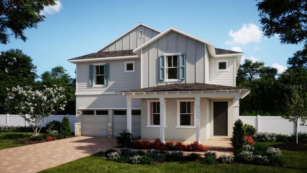 Under Construction. Discover the stylish and spacious Lotus floorplan in the exciting new Cypress Bluff community! This thoughtfully designed 5-bedroom, 4-bath home offers an open-concept layout perfect for modern living, with a generous Family Room that flows seamlessly to a large covered patio—ideal for entertaining or relaxing outdoors. The first-floor Bedroom/Flex Space is perfect for guests or a home office, while the upgraded Kitchen boasts 42" cabinets, quartz countertops, tile backsplash, stainless steel appliances, and a large pantry. Elegant tile flooring runs throughout the main living areas on the first floor, and blinds are included throughout. Upstairs, retreat to an oversized Primary Suite with an en-suite bath featuring dual sinks in adult-height vanity, upgraded wall tile surround in shower, and an expansive walk-in closet. With a 2-car garage and premium finishes throughout, this home is a must-see! Future Community amenities include beautiful Pool overlooking Lake Lucy, Cabana, walking trails, and 2 Playgrounds, with future shopping and retail within the Community. Cypress Bluff offers quick access to the Florida Turnpike, and conveniently located just minutes from downtown Groveland and Clermont.