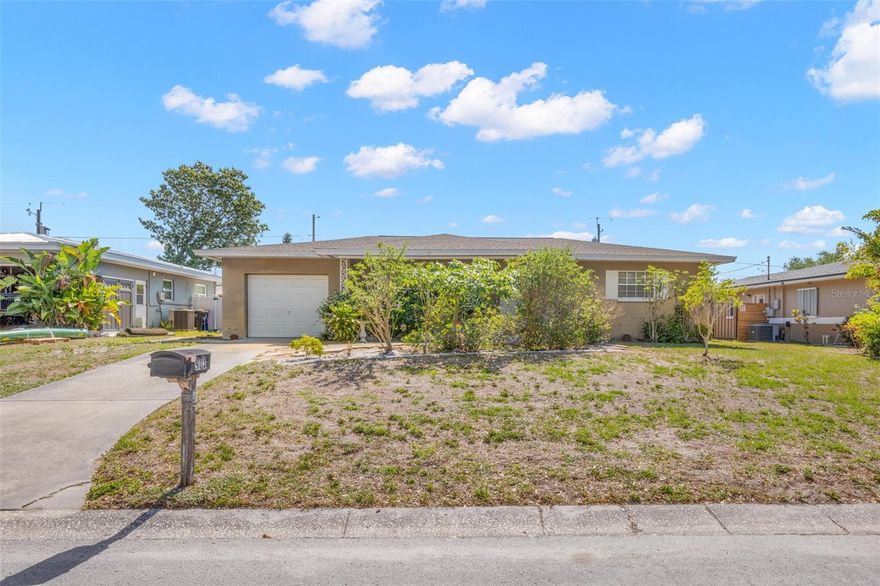 Home now available for under $300,000 with a new roof (2023)! Other features include an inground pool, 2 bedrooms, 2 bathrooms, original hardwood floors, indoor laundry room, sunroom, and 1 car garage. The garage is currently sealed and can be turned into indoor living space. Or it can be converted back into a garage. Some TLC is needed but you will definitely see the potential in this home. You can bring its charm and character to life. The location can’t be beat—just minutes from shopping, dining, the interstate, and Clearwater’s world-famous beaches. Come see this home today!