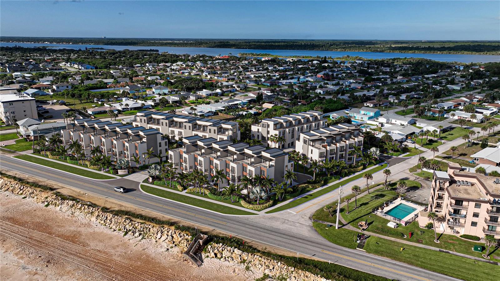 Under Construction. Introducing Bailey by the Sea, a new concept in luxury beach living at our exclusive enclave in Ormond by the Sea. With
breathtaking sunrise ocean views and sunsets over the Intracoastal, this collection of 32 residences offers upscale multi-level
living with ample deck space, amenities, and private beach access. For those looking for a luxurious living space ideally suited
to your personal style and esthetic, there are four thoughtfully chosen floor plans and 3 designer selected interior options to
choose from. Envisioned for today’s easy living, the villas at Bailey by the Sea are designed with breezy, open floor plans,
opulent fixtures and finishings, and a plethora of style. Ocean-facing windows and balconies provide an indoor-outdoor lifestyle
with views over the sparkling Atlantic and Intracoastal. All floor plans range from 2,554 to 2793 square feet with 2 or 3
bedrooms, 2 or 3 full bathrooms, 2 half baths, and plenty of additional flex space including lofty ceilings, garage, summer kitchen, motorized pergola, 2 sky-decks, and private in-home elevator. The community grounds are your own
personal paradise with a resort style pool, private beach access, and fully gated premises. While not indulging in the exclusive
living of Bailey by the Sea, the surrounding area is just as impressive. Ormond by the Sea is the quintessential beachside
escape with a variety of local beaches, restaurants, a Publix, and other everyday conveniences. Also, within a short drive is
the boutique style main street of Ormond Beach, booming Daytona Beach attractions, nearby Flagler Beach, and St.
Augustine. When not enjoying the refined living of Bailey by the Sea, every need or desire is at your fingertips from shopping, dining, entertainment, and nature in the surrounding area of Ormond by the Sea.