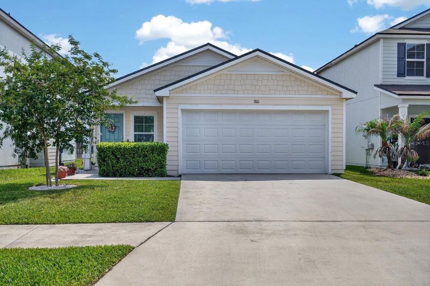 The cutest cottage-style home in Grand Reserve! This charming 3-bedroom, 2-bath home features farmhouse-style white cabinetry, upgraded quartz countertops, and a gas range. Filled with natural light, the open-concept layout creates a bright, airy, and welcoming feel throughout the entire home. The spacious primary suite offers a private ensuite bath with a double vanity and oversized walk-in closet for lots of storage. Relax in a rocking chair on the front porch or unwind while enjoying peaceful golf course views right from your backyard. Located in the highly desirable Grand Reserve community, residents enjoy access to a beautiful resort-style amenity center featuring a pool, fitness center, and pickleball courts - all just 5 minutes from the town center/Target and 15 minutes to the beach. Additional upgrades include a whole-home water softener and an instant hot water heater.