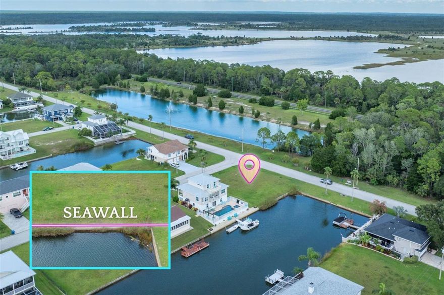 Come Build your dream home in Hernando Beach South! This oversized corner lot has 80' of EXISTING SEAWALL IN PLACE. PARTIAL IMPACT FEES PRE-PAID. The 330 dollars annual Homeowners Association includes lawn maintenance until your new home is constructed and access to the community boat ramp. Hernando Beach is a charming waterfront community located in Hernando County, Florida. Known for its serene atmosphere and stunning views, this area is a popular destination for those seeking a relaxed coastal lifestyle. Situated along the Gulf of Mexico, Hernando Beach offers a variety of waterfront properties, including single-family homes, and vacant land. Many of these properties feature private docks and boat lifts, allowing residents to easily indulge in boating, fishing, and other water activities. In addition to its waterfront appeal, Hernando Beach boasts a range of amenities and recreational opportunities. The nearby Weeki Wachee Springs State Park provides opportunities for kayaking, paddleboarding, and even swimming with manatees. For those who enjoy golfing, Hernando Beach is in close proximity to several golf courses, offering scenic fairways and challenging play. The community is also home to a variety of restaurants, shops, and entertainment options, ensuring residents have everything they need within reach. With its picturesque surroundings, waterfront access, and convenient amenities, Hernando Beach is a sought-after location for those looking to embrace the coastal lifestyle. Don't miss out on this incredible opportunity to own a piece of paradise! Embrace the waterfront lifestyle you've always dreamed of and make this land your own. Contact us now to schedule a viewing and start planning your coastal masterpiece. Water, sewer, and power connections are located at the street. Property is located in a flood zone so any home constructed will need to be elevated. R1B zoning for a single-family home. (Please note that lot lines shown on aerials are approximate.) Land financing options available, please ask the listing agent for details.