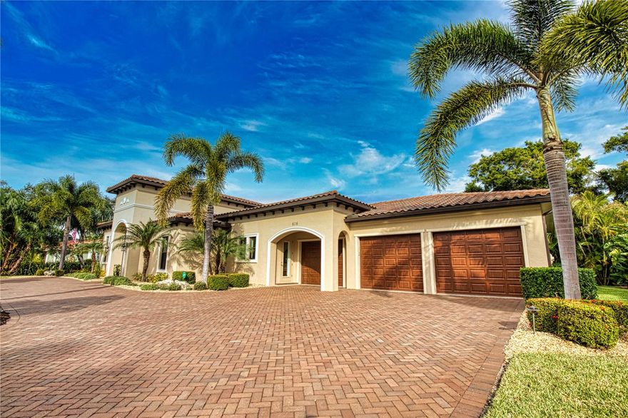 Welcome to your dream coastal retreat on the enchanting island of Venice, known for its cultural opportunities, symphony, Performing Arts Center, concerts, and the Venice Theatre! This exquisite property is a mere stone's throw away from the pristine Venice Beach, offering you the perfect blend of sun-soaked relaxation and the vibrant energy, outstanding restaurants and shops of downtown Venice, less than half a mile away. Positioned just one block south of Venice Avenue, this residence offers the perfect blend of convenience and coastal charm. As you approach, a generous circular brick driveway welcomes you providing excess parking and is surrounded by impeccable landscaping. From the driveway, catch a glimpse of the sun-kissed beach, setting the tone for the coastal lifestyle that awaits.
Situated on an expansive 18,000 sq ft lot, every inch of the property has been meticulously planned and cared for. This remarkable home was custom built by Caithness Construction in 2016. Boasting 3 bedrooms, 3 baths, and 3,000 square feet under air, with a grand total of 4,500 sq ft under roof, this home seamlessly blends elegance and functionality.
Upon entering, the high tray ceilings in the foyer and an open yet inviting floorplan immediately captivate. To the left, discover a versatile 20'x11' bonus room adorned with a real brick accent wall, offering the flexibility to be an office, entertainment room, or even a fourth bedroom.
As you continue on past the foyer into the living room, the craftsmanship is evident in the coffered ceiling surrounded by crown molding and a view that continues past the pool and hot tub to the rear of the property. 
The master bedroom is a sanctuary of comfort featuring his and hers oversized walk-in closets, abundant natural light with access to the back patio, tray ceiling, crown molding and an ensuite bathroom. The master bath features dual vanities with undermount lighting, a spacious soaking tub, and a separate shower. 
The well-appointed kitchen is a culinary dream, complete with an island, built-in appliances, ample 42-inch solid wood cabinets with pullout drawers, and elegant granite counters and backsplash. Continuing down the hallway past the kitchen, immediately behind you will find a versatile butler's pantry with extra deep counterspace and built in shelving. To the right you will discover a more than generous sized utility/laundry room with plenty of cabinets and countertop space, as well. At the end of this hallway you will discover the over-sized, airconditioned, 3 bay parking garage with epoxy floor coating.
Step outside to the backyard oasis, where the heated pool and hot tub are the centerpiece of this outdoor fortress of solitude that is waiting to be enjoyed by you and your loved ones. The pool cage features panoramic screening on all three sides, providing an uninterrupted view of the lush landscaping.
Thoughtful additions of the home include closed-cell insulation foam in the attic, 8-foot solid doors, impact windows adorned with plantation shutters and crown molding throughout. 
This property truly embodies the Venice Island lifestyle, offering a perfect blend of coastal living and modern luxury. With it's proximity to Venice's downtown attractions, yacht club, private airport and multiple beaches, you don't want to miss the rare opportunity to make this coastal retreat your forever home! Bedroom Closet Type: Walk-in Closet (Primary Bedroom).