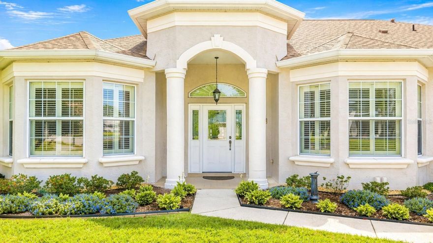 Welcome to your private retreat right on the golf course, where luxury, comfort, and breathtaking views come together seamlessly.

This beautifully designed home offers 3 bedrooms, 2.5 bathrooms, a dedicated office, den, formal living room, and a spacious family room—providing flexibility for both everyday living and entertaining. In addition to the two-car garage, a separate golf cart garage adds the perfect touch for golf course living and extra storage.

Step through the elegant stained glass front door into a grand entryway that opens to a refined formal living space, showcasing coffered tray ceilings, crown molding, and soaring ceilings throughout. A cozy fireplace anchors the space, while the dining area is ideal for hosting, highlighted by detailed trim work and upscale finishes. Plantation shutters and custom window treatments enhance both style and functionality.

The primary suite is a peaceful retreat featuring two walk-in closets and energy-efficient windows and doors for year-round comfort. The thoughtfully designed floor plan offers privacy for guest bedrooms, making it ideal for visitors or multi-generational living.

Step outside and experience resort-style living at its finest. The enclosed lanai with glass windows creates a true indoor-outdoor experience, complete with a summer kitchen featuring a built-in grill and sink—perfectly positioned in the screened-in porch just off the pool area. The backyard is your personal oasis with a sparkling pool, relaxing hot tub, ambient lighting, and stunning golf course views that provide both beauty and tranquility.

Whether you're entertaining guests or enjoying a quiet evening overlooking the fairway, this home delivers the lifestyle buyers are searching for.

Don’t miss this rare opportunity to own a golf course property with exceptional features—schedule your showing or submit your offer today!