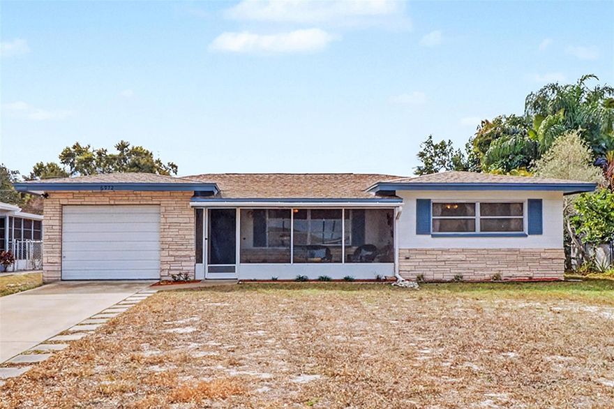 Looking for a 3-2-1 you can move right into in a well maintained neighborhood.  THIS IS A MUST SEE!! This home has updated kitchen and 2 updated bathrooms.  Roof was replaced in 2012 and seller has current wind mitigation and 4 point.  Home has a large screened porch in the front and is nice for sitting out and enjoying the Florida weather.  You enter into the spacious living room which has lots of natural light.  There are 2 bedrooms and a bath on one side of the home and you will see how spacious the bedrooms are.  There are 2 closets in the hallway for linens and toiletries, etc very convenient to the bath.  The kitchen has a large eat in area and ample cabinet and counter space with stainless steel appliances.  The split plan 3rd bedroom is also very spacious and has it's own bath.  You won't be disappointed in the space in this home and an oversized 1 car garage that is 13 x 27.  Laundry in the front of the garage with the washer and dryer included and  the door to the fenced yard right there makes easy access from the kitchen too if you want to have backyard  BBQ's.  Don't wait to make an appointment to see your new home!!