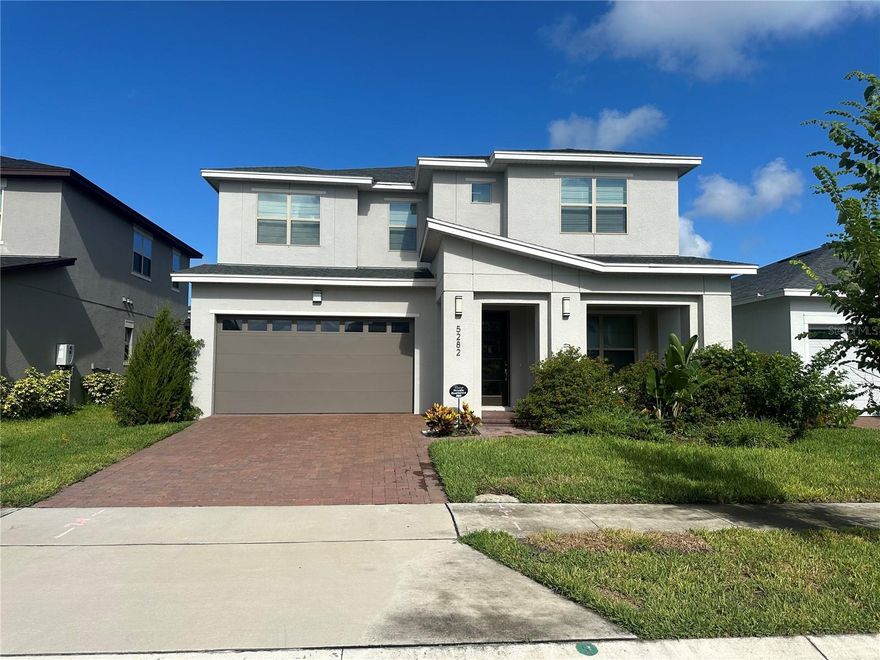 Stunning Home in Saint Cloud FL For Rent - This 5-bedroom, 3-bathroom house features a spacious and open floor plan with a combined kitchen, living room, and dining room area, all with beautiful tile flooring. It also features a bedroom and full bath downstairs. The modern kitchen is equipped with high-end appliances, a gas stove beautiful stone countertops, and elegant light fixtures. If you enjoy abundance of natural lighting this is the home for you! In the second floor you will find the master bedroom and bath with 2 walk-in closets, additionally 3 more bedrooms and the third bathroom. The upgraded laundry room comes with cabinets, sink, a new washer and dryer. For added convenience a tankless gas water heater. The large sliding glass doors take you onto your screened in, pavered patio. The front of the home features a fully pavered driveway and porch. The home is located in the Reserve at Twin Lakes, with a beautiful community pool area, and close proximity to Lake Nona, theme parks, and the airport.
