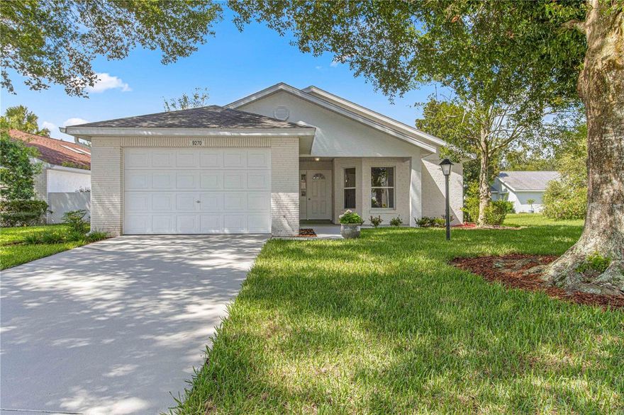 Completely remodeled and move-in ready, this beautifully updated 2 bedroom, 2 bath home is situated in Williamsburg within the highly desirable 55+ community of On Top of the World in Ocala. Step inside to volume ceilings and vinyl plank flooring that create a bright, open feel throughout the main living areas. The brand new kitchen is thoughtfully designed with 42 inch upper cabinets, soft close cabinetry and drawers, granite countertops, tile backsplash, breakfast bar seating, and brand new stainless steel appliances. The primary suite features a walk-in closet, additional linen closet, dual sinks with marble countertops, a tiled step-in shower with glass doors, and a sleek anti-fog mirror for a modern touch. The guest bathroom is fully updated with granite countertops, soft close cabinetry, and a tiled step-in shower with glass doors. The guest bedroom offers a large built-in closet, and an additional hallway linen closet provides even more storage. Enjoy outdoor living with a courtyard, screened lanai, and 1 car garage. Modern ceiling fans are installed throughout, and the HVAC was replaced in 2022 for added peace of mind. Residents enjoy resort-style amenities including pools, golf courses, recreation centers, fitness facilities, walking trails, and a full calendar of social activities. Thoughtfully renovated and truly move-in ready, this home offers both style and lifestyle.Due to recent weather conditions, the current landscaping may not reflect the photos. This is weather related and not due to lack of maintenance.