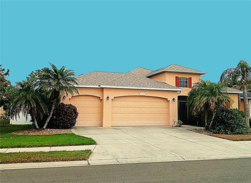 CAPTURE INSTANT EQUITY! Rarely available single-story pool home in Whisper Bend with breathtaking sunsets! This 3-
bedroom, 2-bathroom pool home includes a bonus room/office, 3-car garage, and full security wiring. Enjoy a private
fenced yard, screened-in pool with family room/living room/primary suite access, and a bright kitchen with gas range,
wood cabinets, solid-surface counters, and pantry. The adjacent Family Room is bright and private, with built in
entertainment center and bookshelf. The spacious owner’s suite features a garden tub, separate shower, dual sinks, and
direct pool access, while the bonus room offers added privacy and serene views overlooking the conservatory. Updates
include NEW A/C & Electric panel w/Surge Protector (2024), Water Heater (2025), Roof (2025), Pool Pump (2026), and a
whole-house water filtration system. PLEASE NOTE: Some repairs are needed (garage door opener, hall bath wall repair)
and is priced accordingly. With no CDD fees and a low $780/year HOA, this home is just minutes from Tara Elementary,
golf, shopping, I-75, Lakewood Ranch, and the Gulf Coast’s top beaches. A PRIVATE, PEACEFUL, WELL-LOCATED RETREAT
you don’t want to miss! AS IS