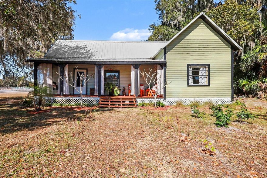 PThis recently partially renovated home is located in downtown historic Fort Meade. Boasting a bright roomy eat in  kitchen with generous cabinet space,  newer stainless steel refrigerator and natural gas stove finishes off a great place to cook and enjoy.
 Both bedrooms are spacious at 14.5 x 14.5. The tall standing closet in the first bedroom stays with the house.
 Recently renovated bathroom has enough ample space with the shower measuring in at 80 x 28.
The large living room is well lit with natural light and has a natural gas fireplace which is a nice way to relax and also saves on heating costs.
Both bedrooms along with the living room have been updated with new Harbor Breeze lighted ceiling fans.
A newly installed storm door leads out onto the front porch where you can enjoy the swing and the fantastic breeze and tropical nights. Brand new front steps and porch deck were just replaced in 2025. This home also has a second porch outback with a half bathroom that can easily be made into another full bathroom as the hot and cold plumbing  are already installed under the floor.
Major updates consist of new hot and cold plumbing throughout the house as of 2023. New 2.5 ton AC/ heating unit 2025. Water heater installed in 2018 which runs on electricity but also has hookup to run on natural gas to further your savings on electric bill.
With almost .50 acres, you will have plenty of space to enjoy outside. The rv/boat pad is currently utilized as a place for barbecue and lounging.  A fantastic place to stargaze with nothing to obstruct the view. Plenty of space for storage with two sheds, one with electricity and a window air conditioning unit hooked up.
Come see what this house has to offer. Motivated seller. No further updates or credits to be provided.