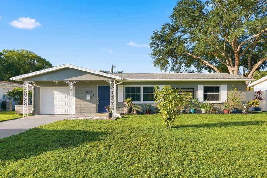 Nicely updated! This solid block home in central-north St. Petersburg has had the big-ticket items handled thoughtfully, and it shows from the moment you walk in. Brand new Goodman AC (May 2026, 2-ton, 14.3 SEER) backed by a 12-year parts and compressor warranty. Fully refreshed kitchen with new refrigerator, range, and microwave, all 2026. Polished terrazzo floors run throughout, giving the home a clean, grounded feel that photographs don't fully capture.

The bath has been remodeled with a new sink, vanity, refinished tub, and updated lighting. Plumbing replaced with PVC front to back. Roof 2020, paint inside and out 2020, washer and dryer 2020. The layout lives comfortably, and with no HOA and no CDD, there's nothing extra bleeding out of your budget every month.

The location is a quiet bonus. About 4.5 miles to the Gulf beaches, 5 miles to downtown St. Pete's restaurants and waterfront, and walkable to parks, dining, and everyday shopping. I-275 is right there when you need it. This is the kind of home you stop second-guessing once you're standing in it.